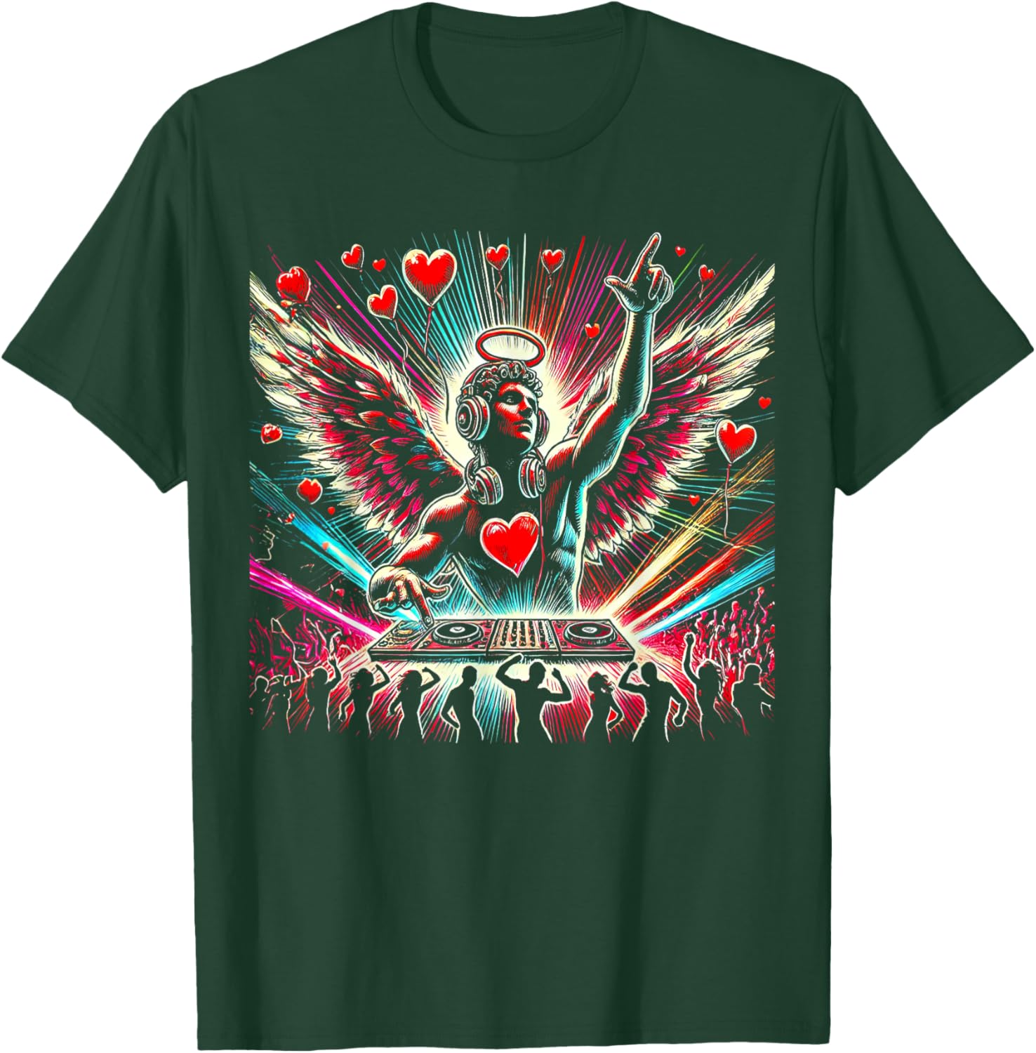 DJ Cupid Angel Valentine's Day Party Shirt Cool DJ Tee for Men and Women - 4