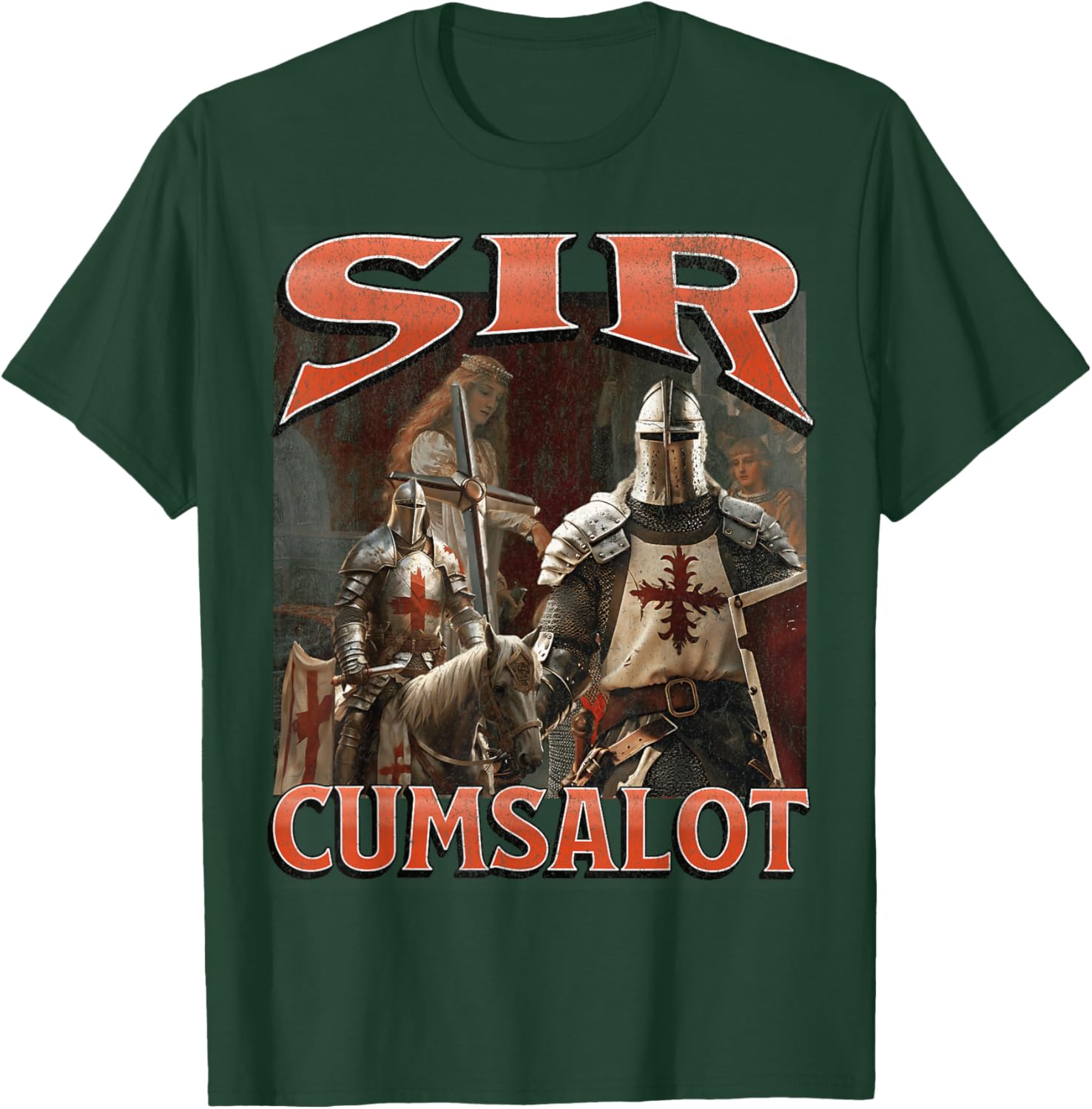 Humorous Sir Cumsalot Knight Meme Bootleg Graphic T-Shirt for Fun Fashion - 2