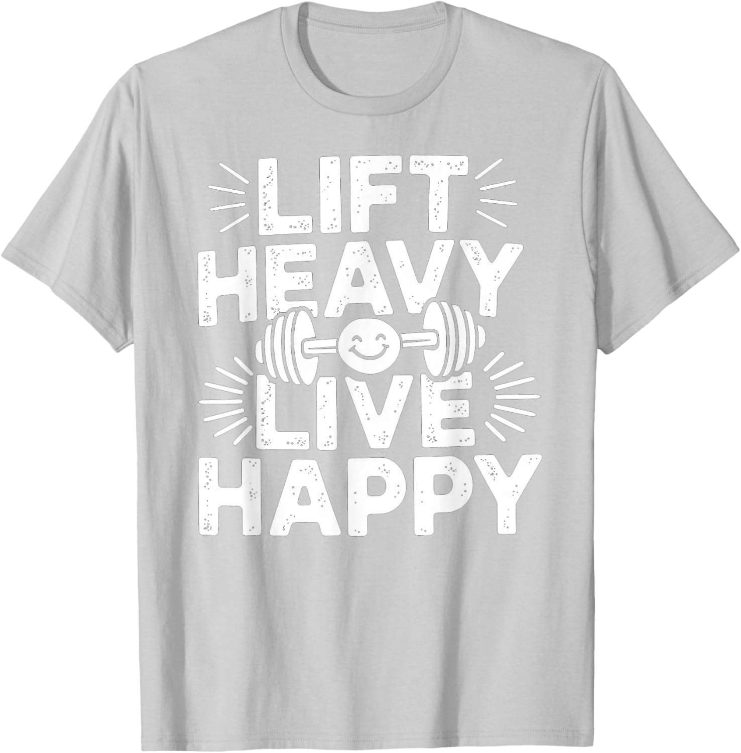 Lift Heavy Live Happy Barbell Bodybuilding T-Shirt for Fitness Enthusiasts - 2