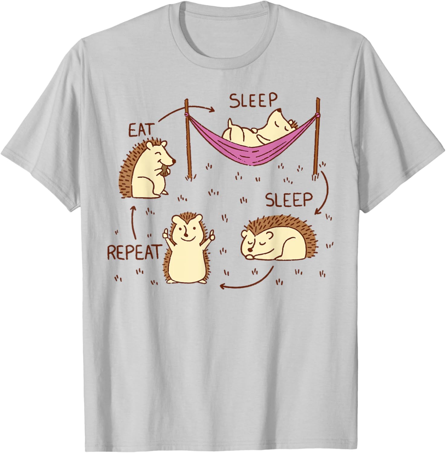 Hedgehog Life Cycle Eat Sleep Repeat T-Shirt for Animal Lovers - 5