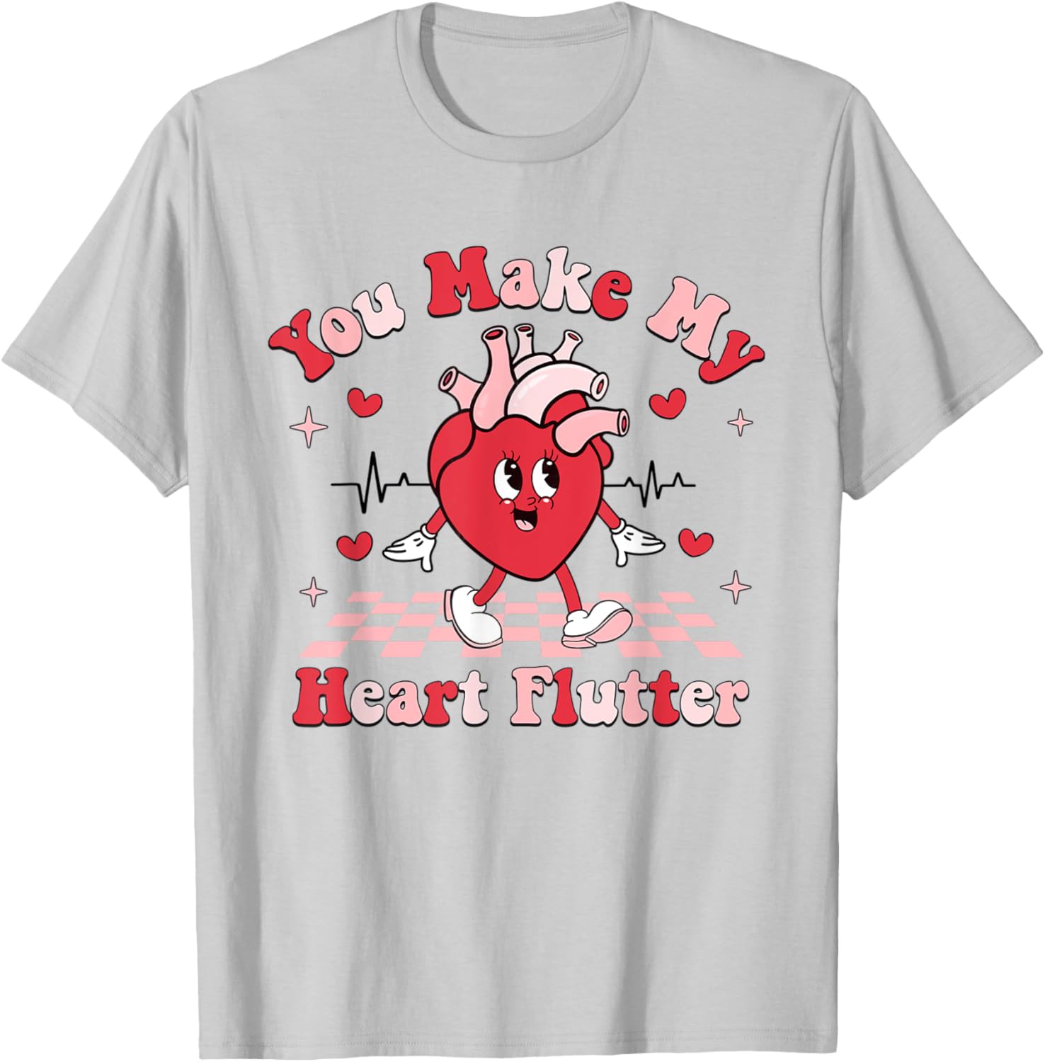 Cardiac Nurse Valentine T-Shirt You Make My Heart Flutter Gift - 3