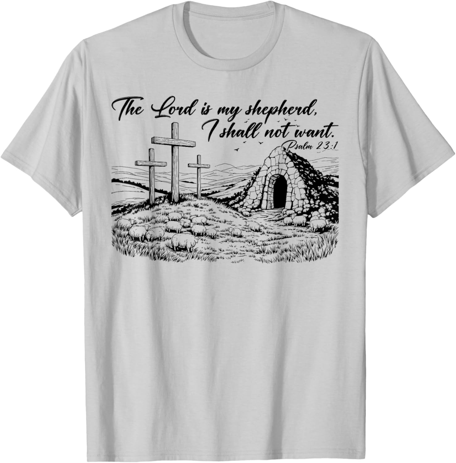 Happy Easter Christian T-Shirt The Lord Is My Shepherd Design - 19