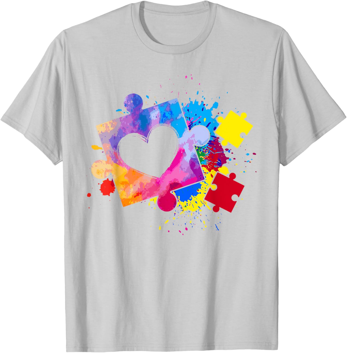 Autism Awareness Tie Dye Puzzle Piece Heart Kids T-Shirt for Boys and Girls - 14