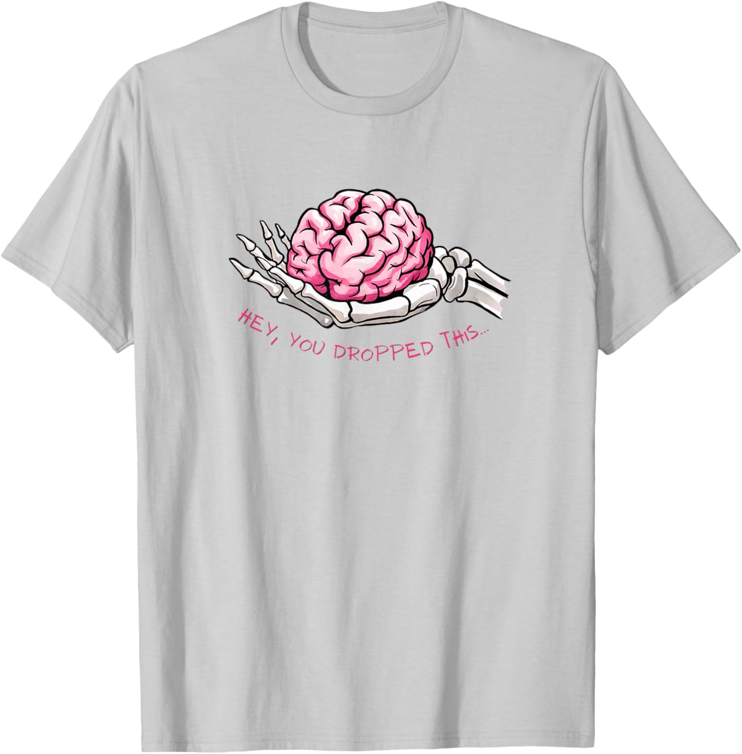 Funny Skeleton Hand Holding Brain T-Shirt for Unique Halloween Style - 8