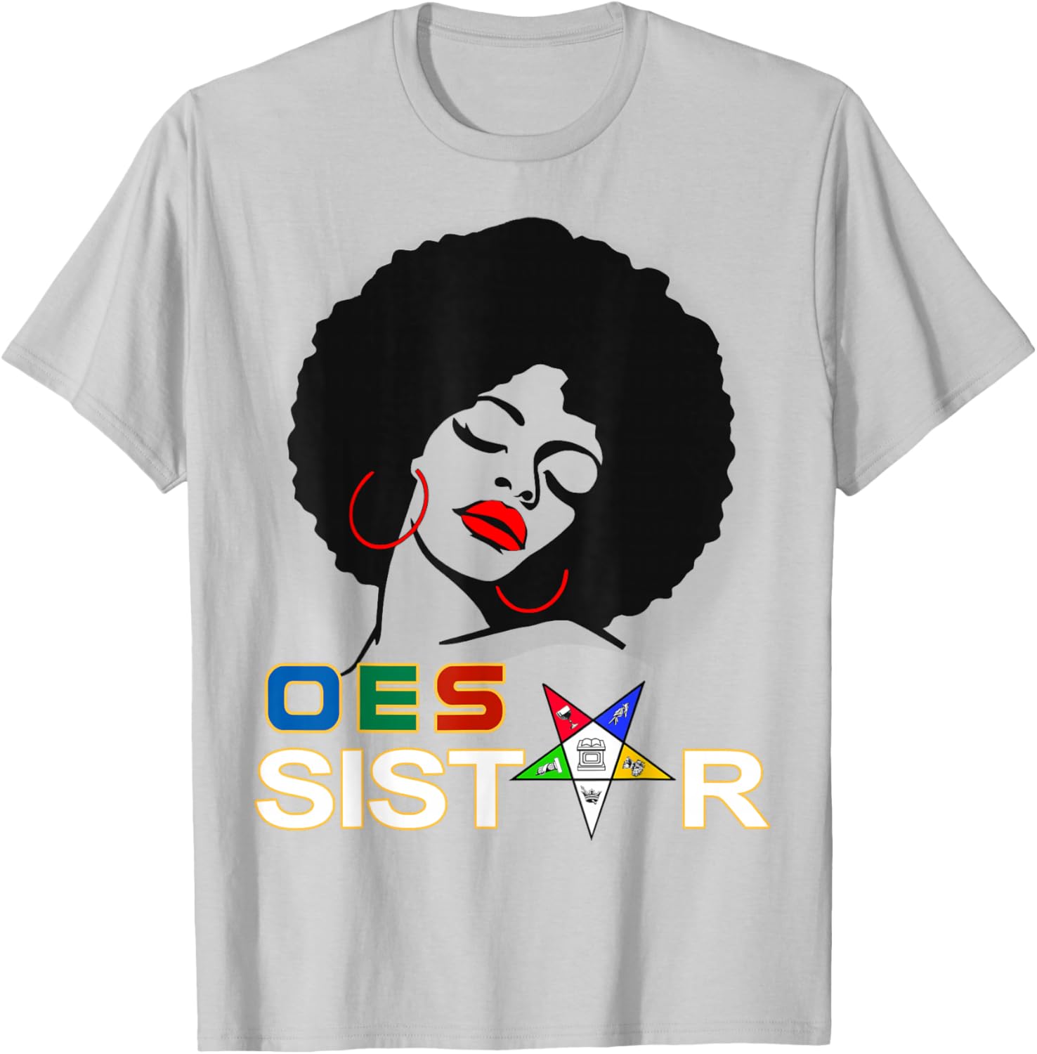Beautiful Red Afro Earrings and Sistar Eastern Star T-Shirt for Girls - 27