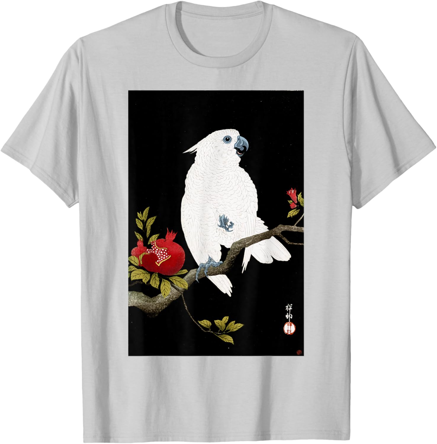 Koson Ohara Cockatoo and Pomegranate Japanese Art Bird T-Shirt - 17