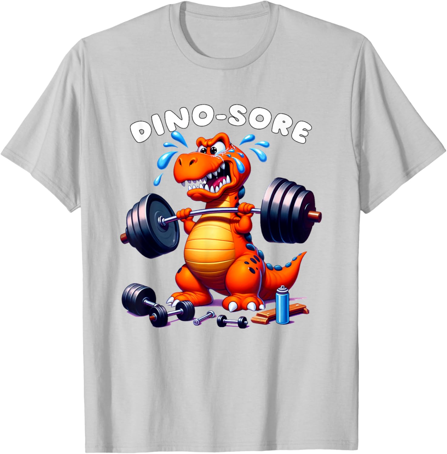 Dino Sore Gym T-Shirt for Fitness Lovers - Fun Lifting Weights Design - 12