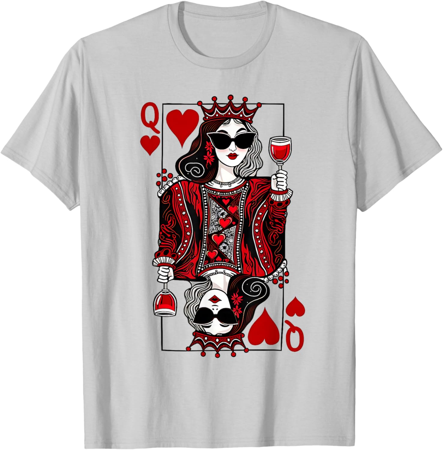 Queen of Hearts Wine Lover T-Shirt for Women - Perfect Gift Idea! - 7