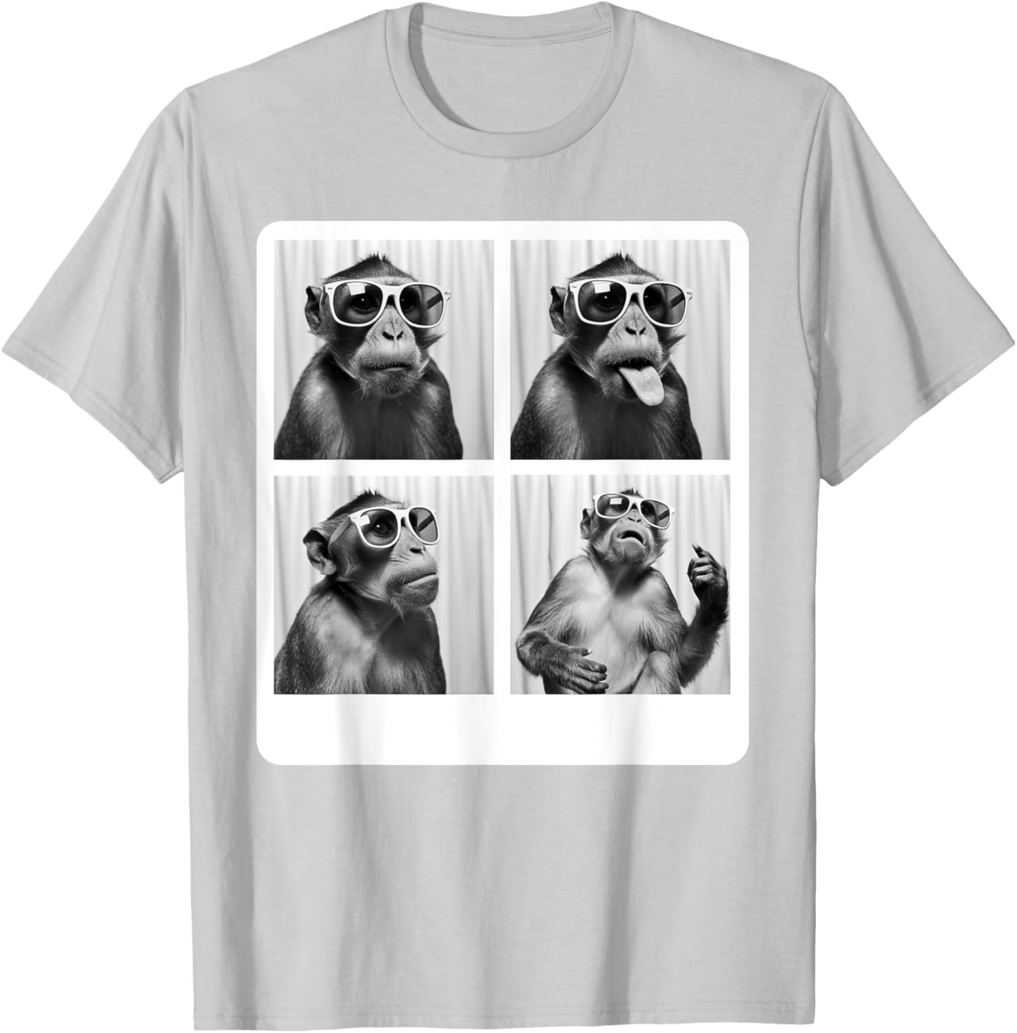 Funny Monkey Photo Booth T-Shirt with Sunglasses for Animal Lovers - 5