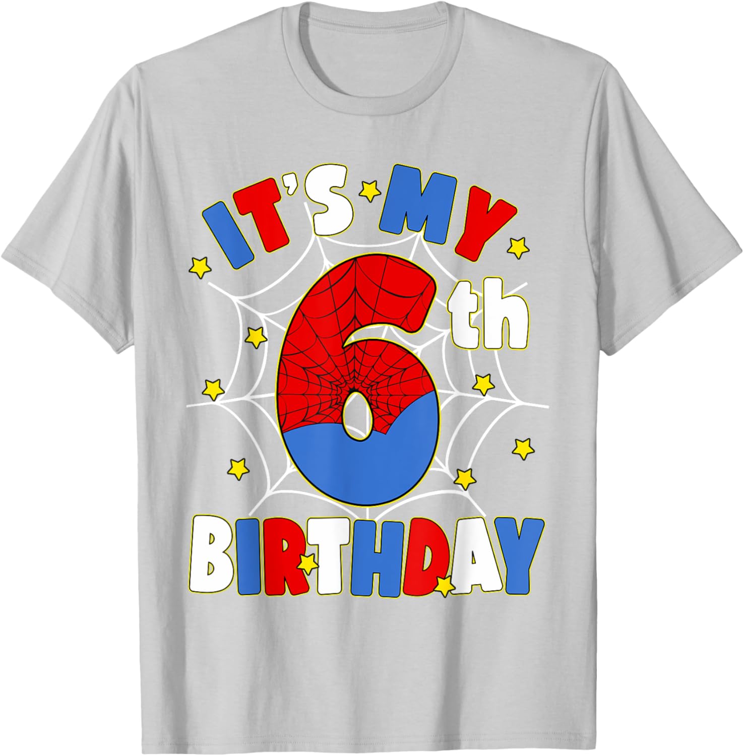 Kids Boys Spider Theme 6th Birthday Party T-Shirt for Fun Celebrations - 23