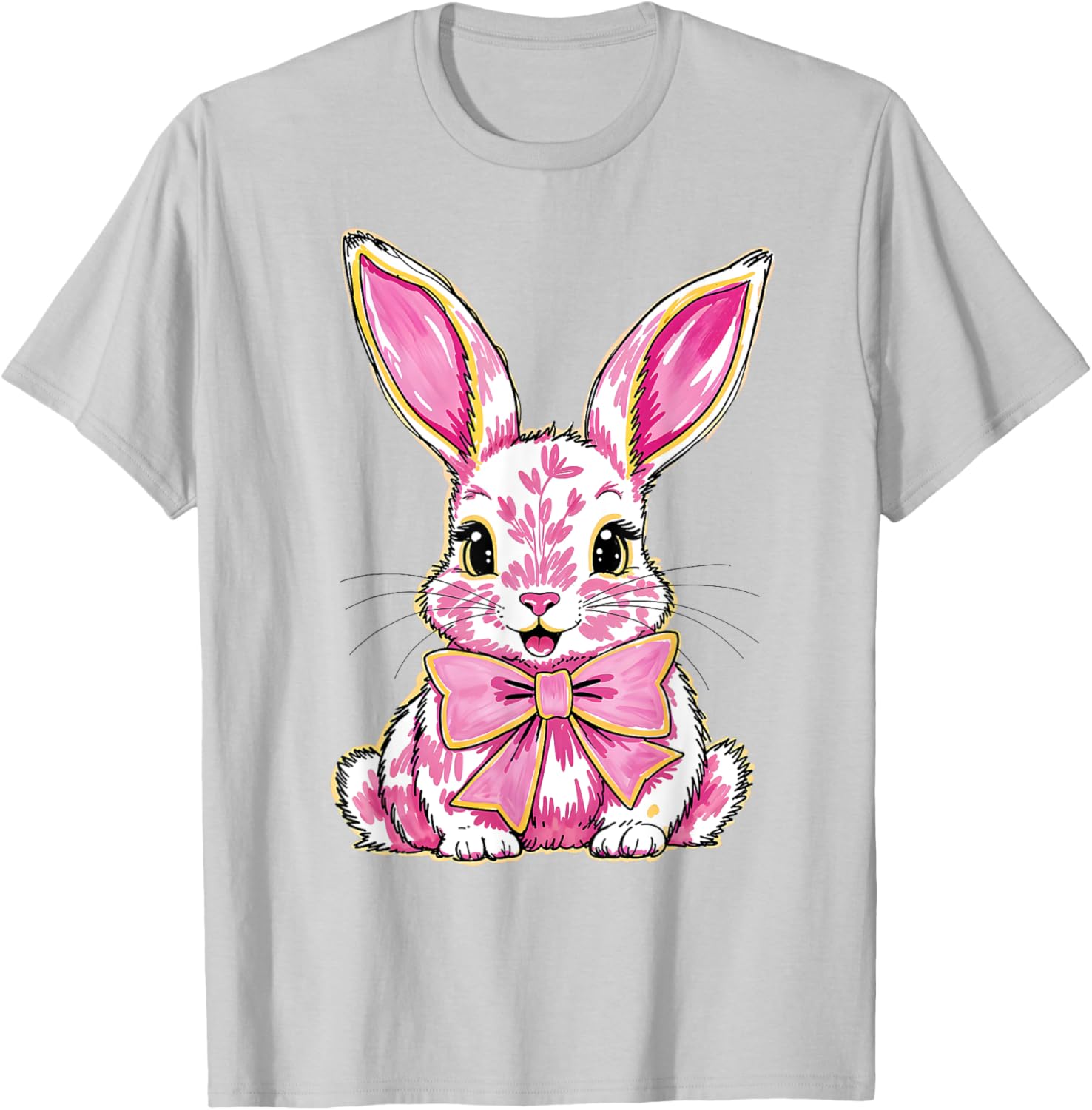 Happy Easter Bunny Coquette Bow Preppy T-Shirt for Women and Girls - 15