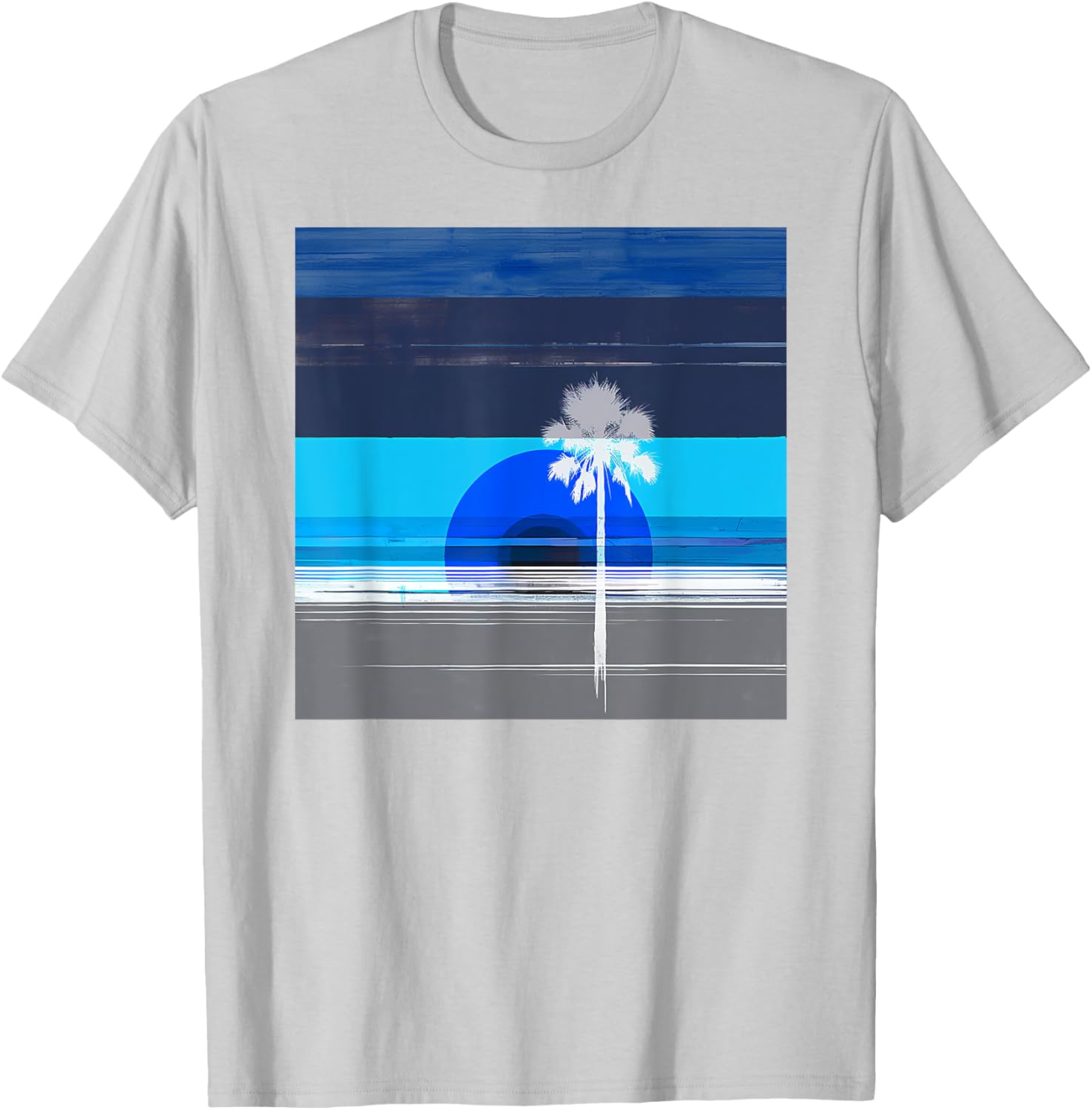 Stylish Palm Tree Tropical Landscape Abstract Art T-Shirt for Trendy Wear - 9