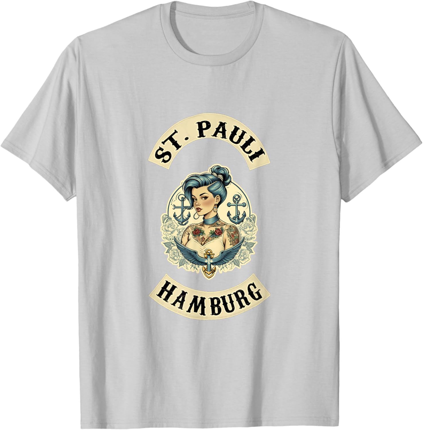 Hamburg St. Pauli Reeperbahn Sailor Tattoo Girl T-Shirt for Fans - 22