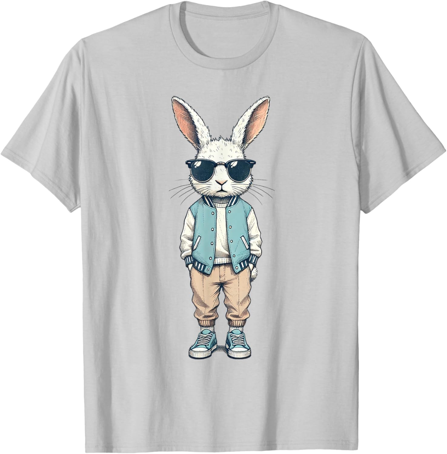 Boys Easter Bunny Rabbit T-Shirt with Sunglasses for Kids and Men - 13