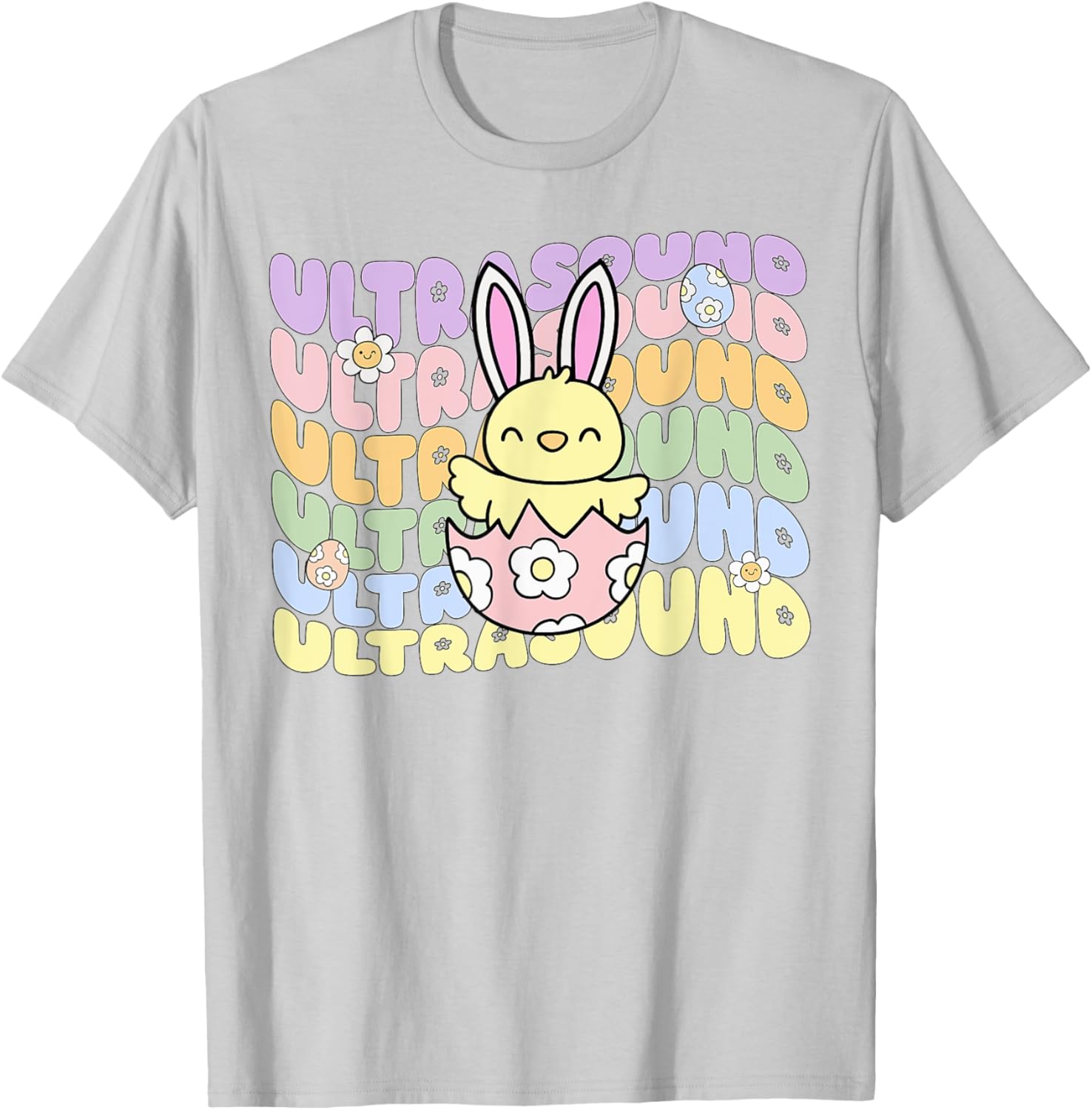 Groovy Easter Sonographer Bunny Chick Eggs T-Shirt for Ultrasound Lovers - 29
