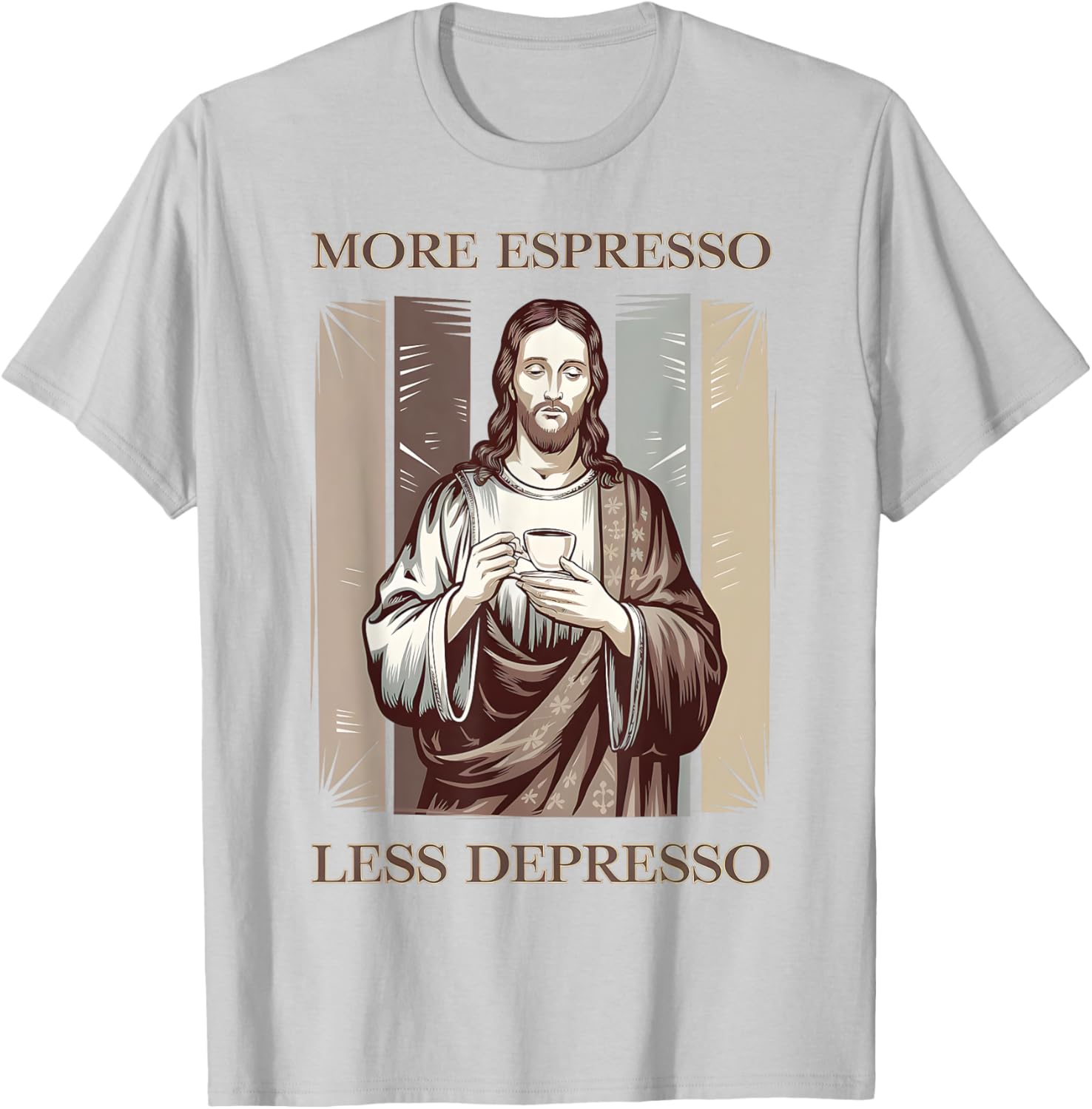 Jesus More Espresso Less Depresso Retro Coffee Lover T-Shirt - 13