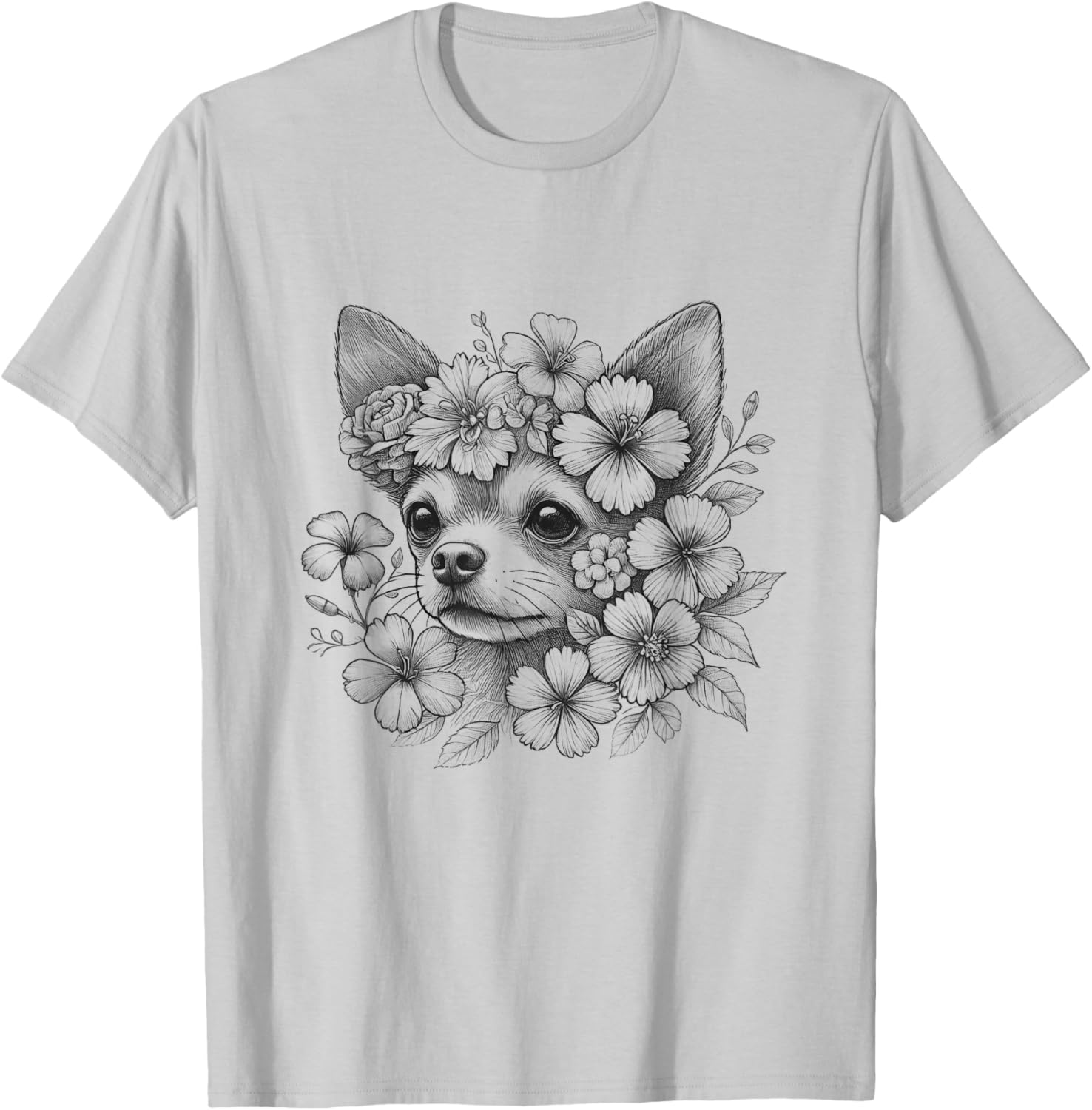 Floral Chihuahua T-Shirt for Girls and Women - Cute Dog Flower Design - 10