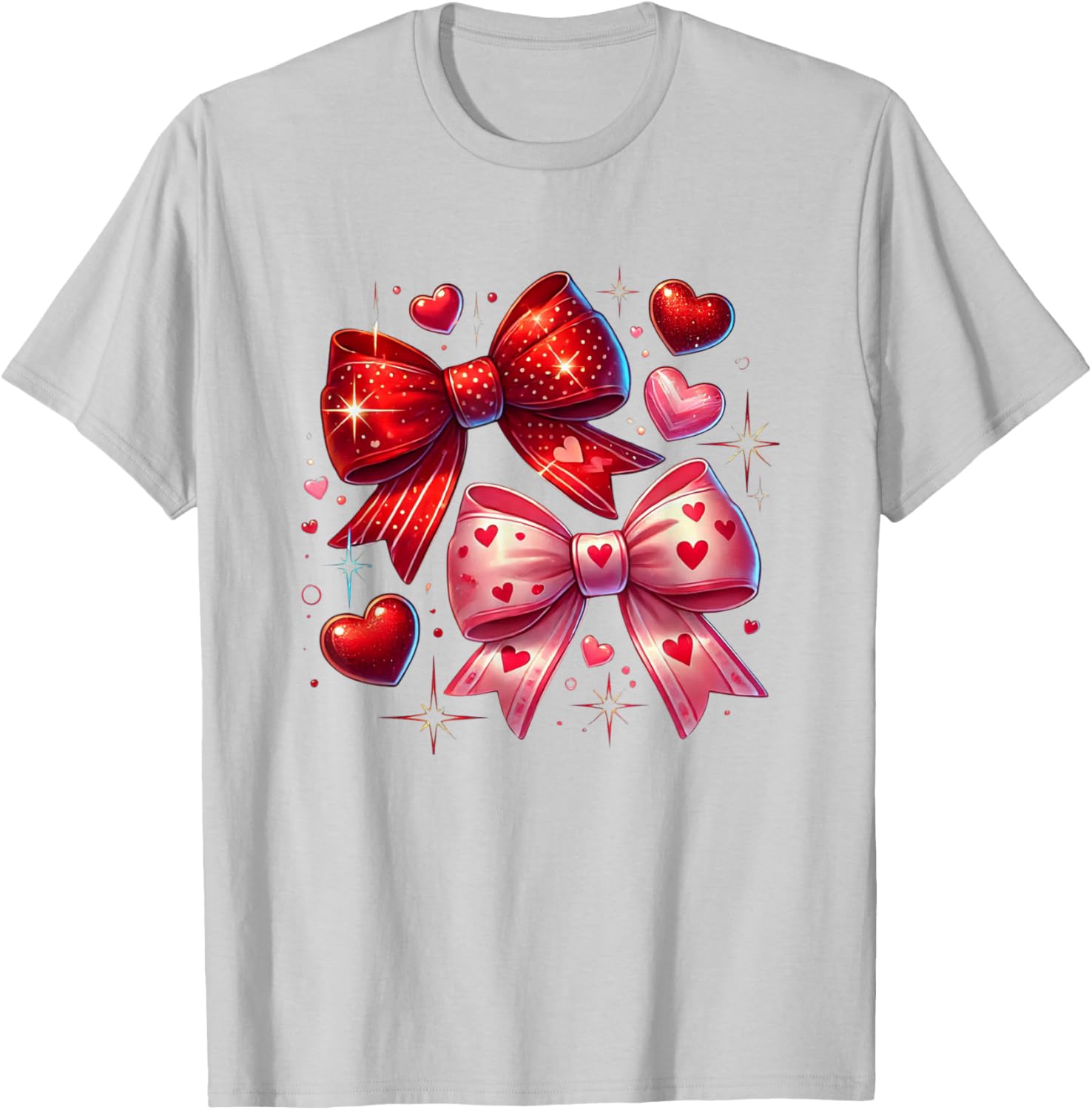 Heart Bows and Stars Romantic Love T-Shirt for Couples and Gifting - 11