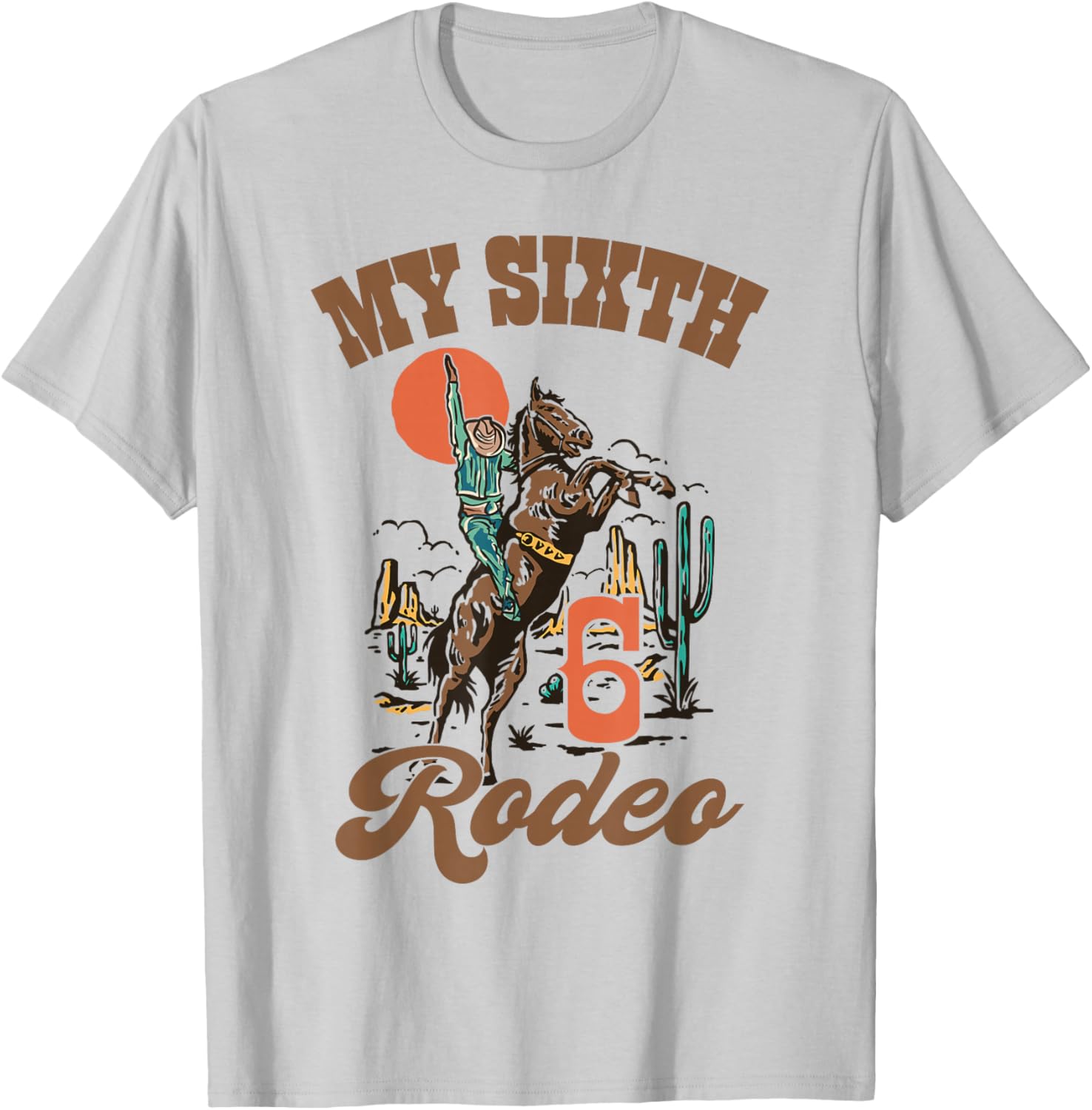 My Sixth Rodeo Retro Western Cowboy Birthday T-Shirt for Kids - 6