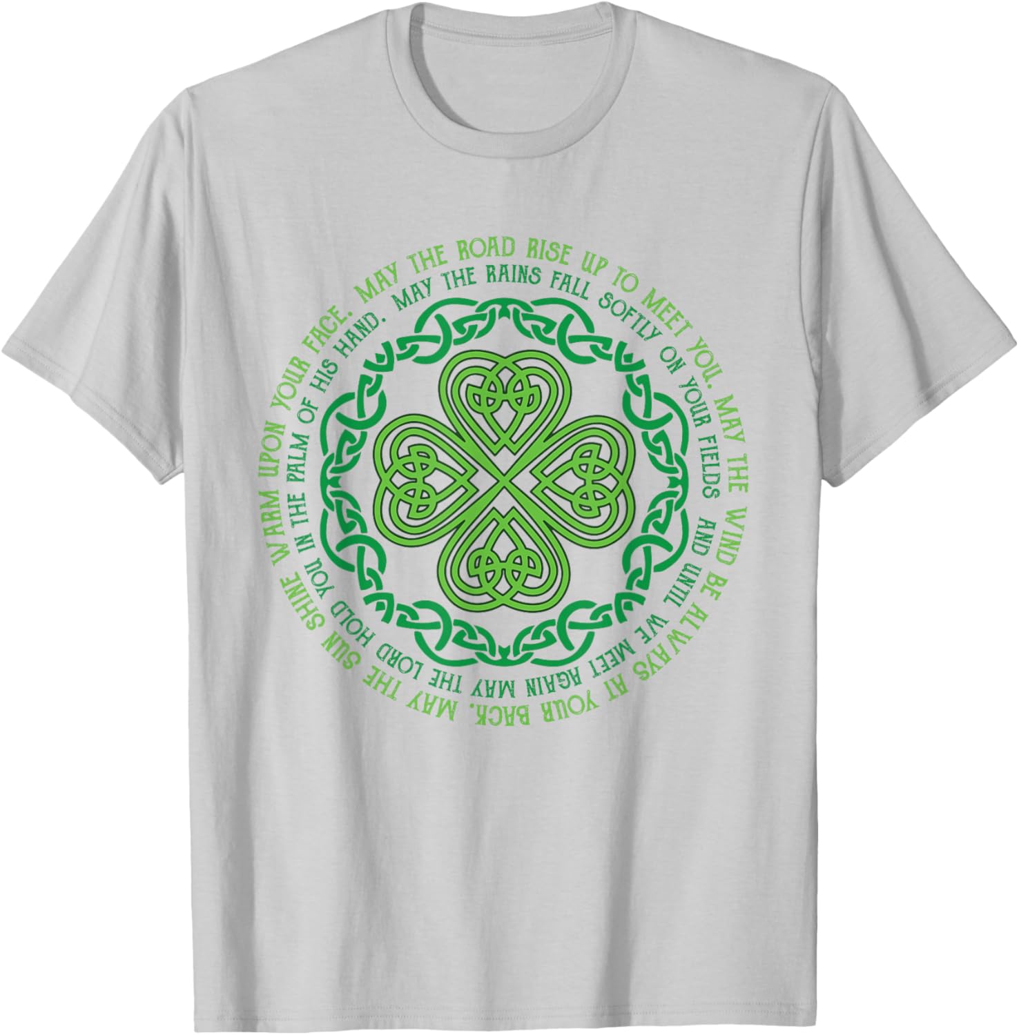 Irish Blessing T-Shirt with Celtic Knot and 4-Leaf Clover Design - 9