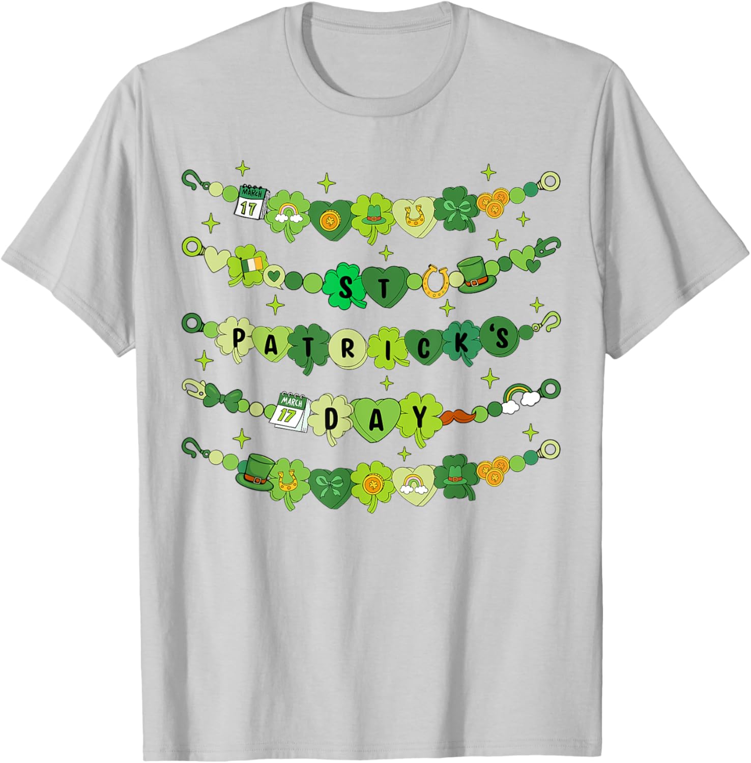 Happy St Patricks Day Friendship Bracelet T-Shirt for Girls - 22