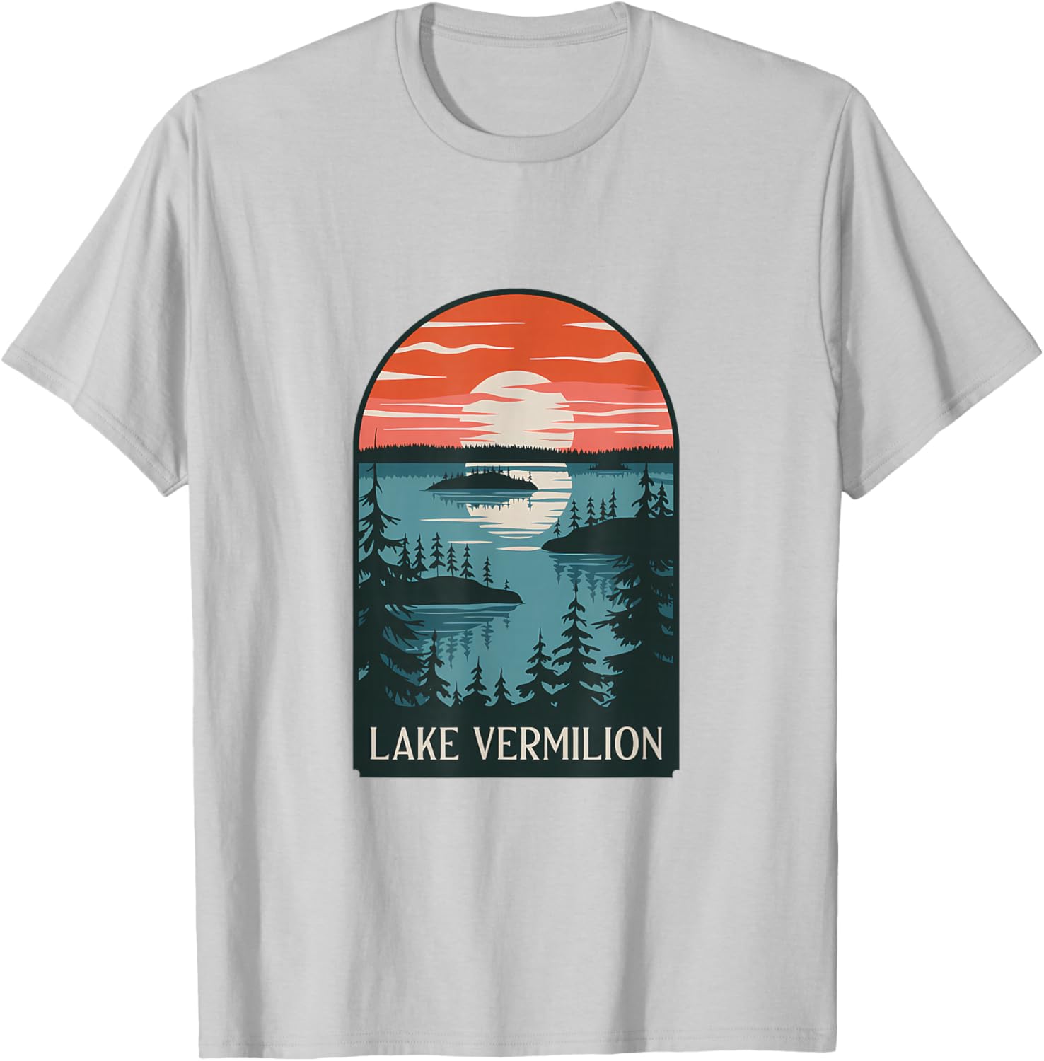 Lake Vermilion Sunset Reflection T-Shirt for Nature Lovers and Adventurers - 18