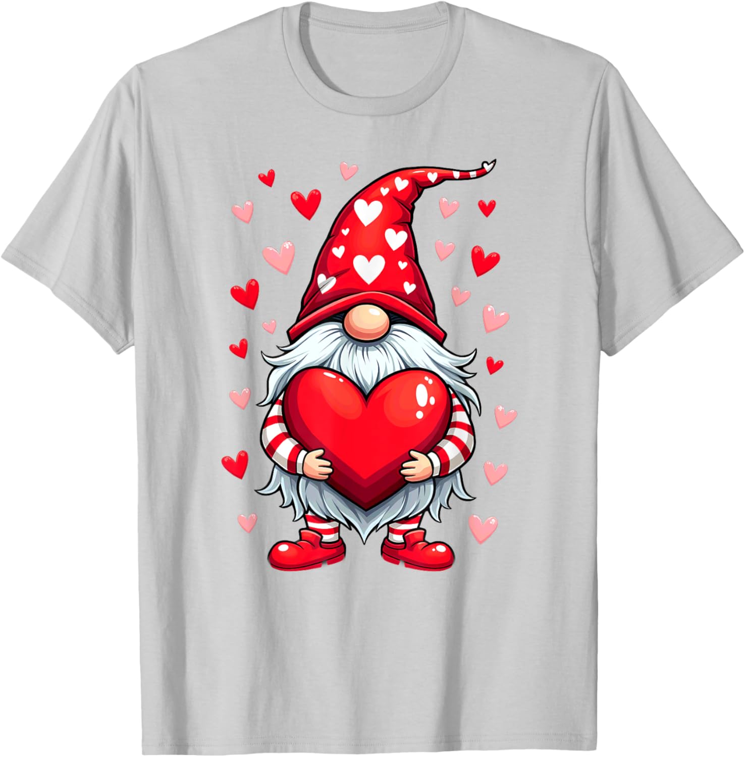 Adorable Valentine's Day Gnome T-Shirt with Red Heart Design - 12