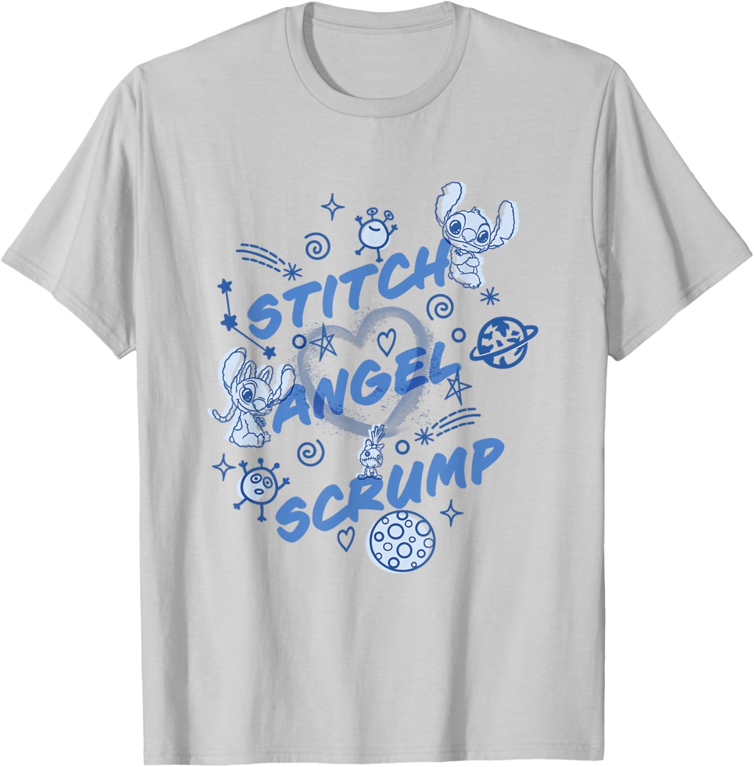 Disney Lilo and Stitch Angel Stitch Scrump Planet Icons T-Shirt - 4