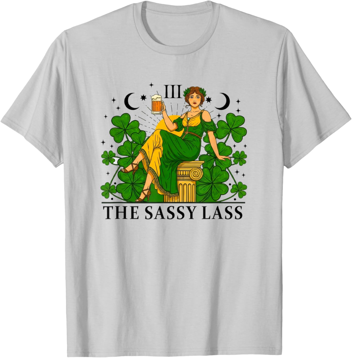 Funny Patrick's Day Sassy Lass Tarot Card T-Shirt for Festive Fun - 4