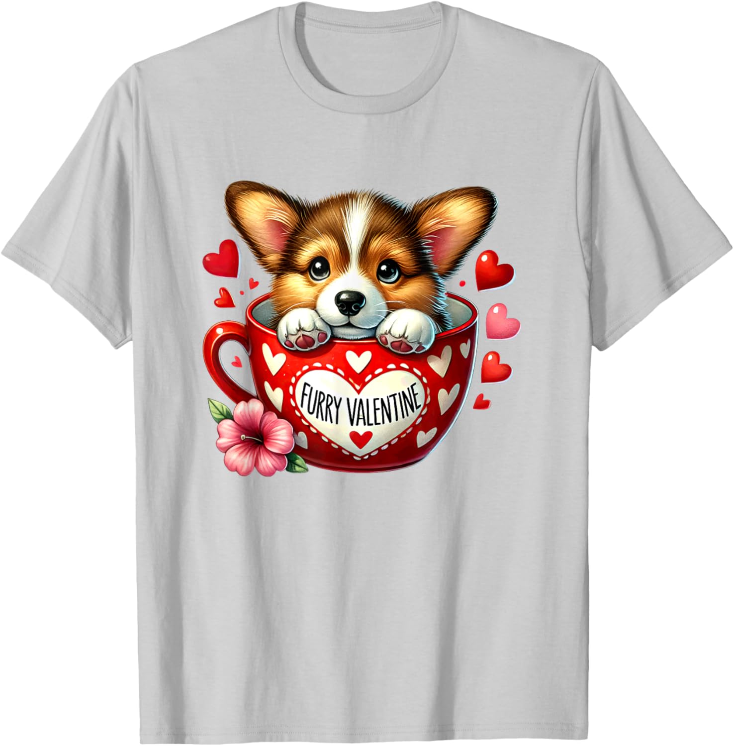 Furry Valentine Corgi Puppy Love T-Shirt for Dog Lovers and Friends - 22