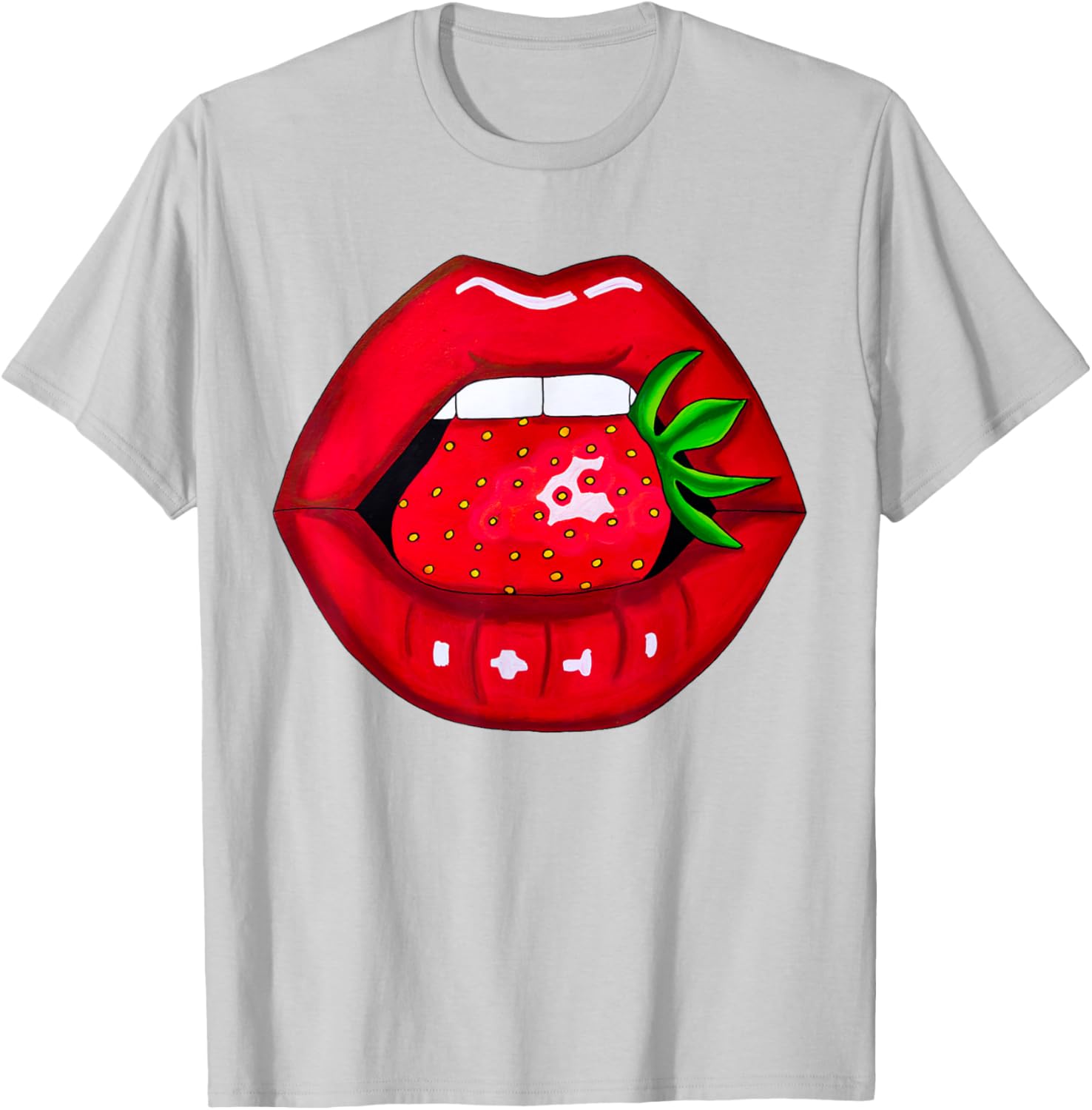 Sexy Strawberry Lips Red Lipstick Women's T-Shirt for Fun Fashion - 26