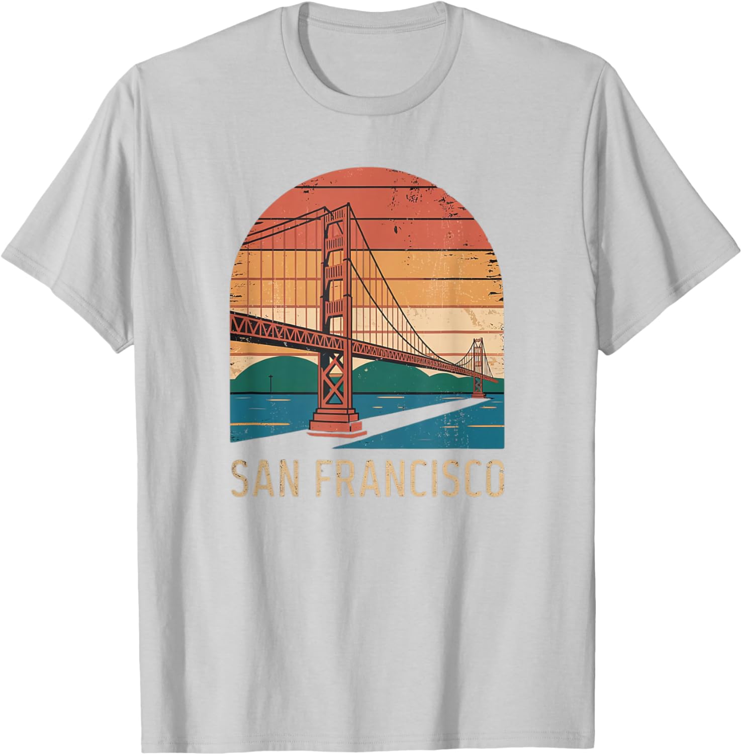 Retro San Francisco Bridge Sunset T-Shirt for Vintage Style Lovers - 3