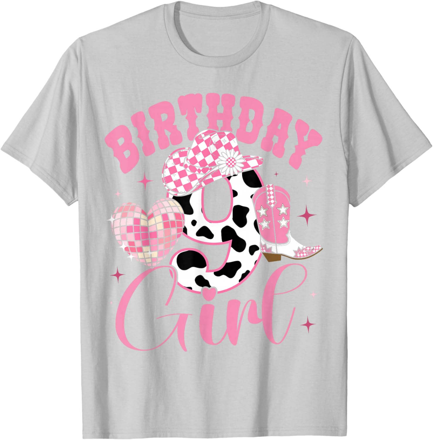 Happy 9th Birthday Cowgirl Tee Stylish Rodeo Outfit for Girls - 1