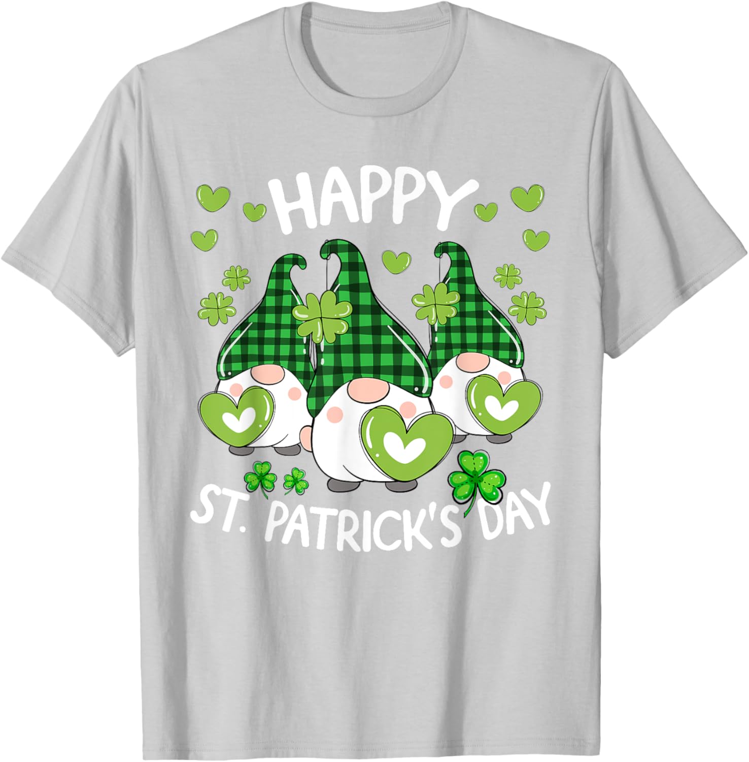 Happy St Patricks Day Gnome Shamrock T-Shirt for Women and Kids - 3