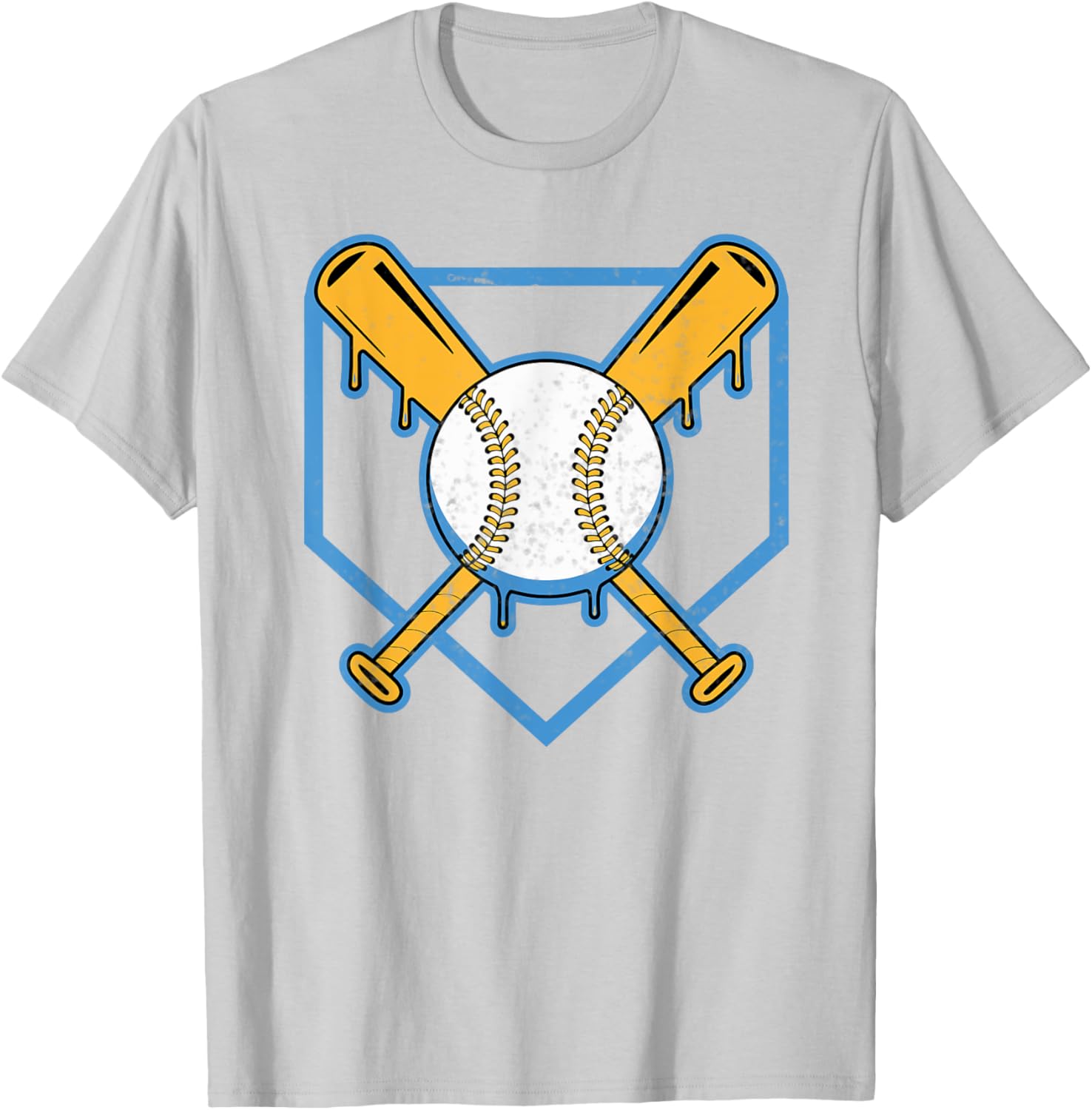 Yellow Baseball Home Plate Drip T-Shirt for Boys Sports Style - 11
