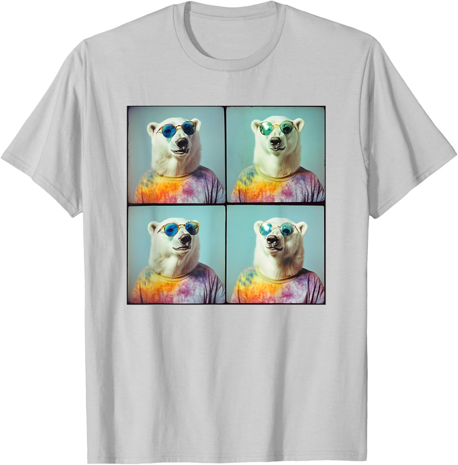 Colorful Tie Dye Polar Bear T-Shirt for Unique Hippie Style Fun - 7