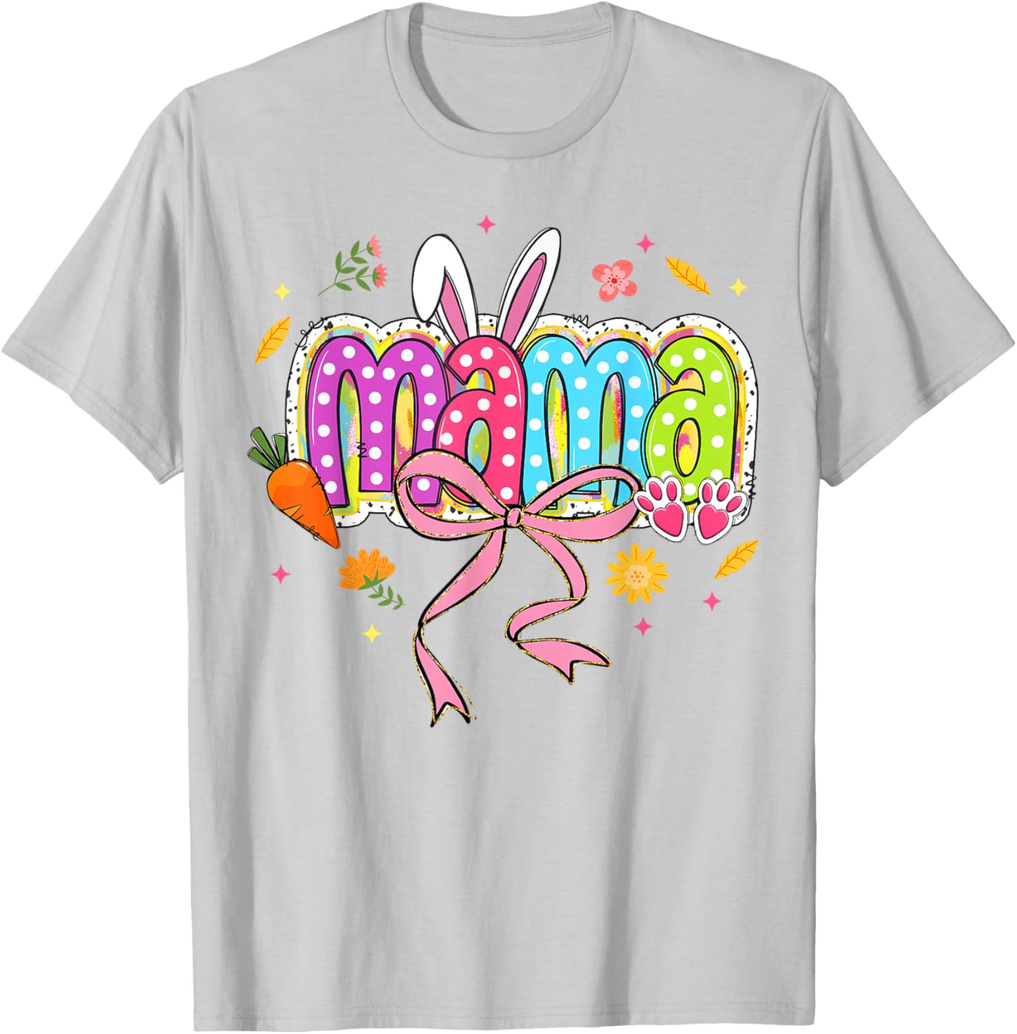 Boho Floral Coquette Bow Mama Bunny Easter Family T-Shirt for Moms - 12