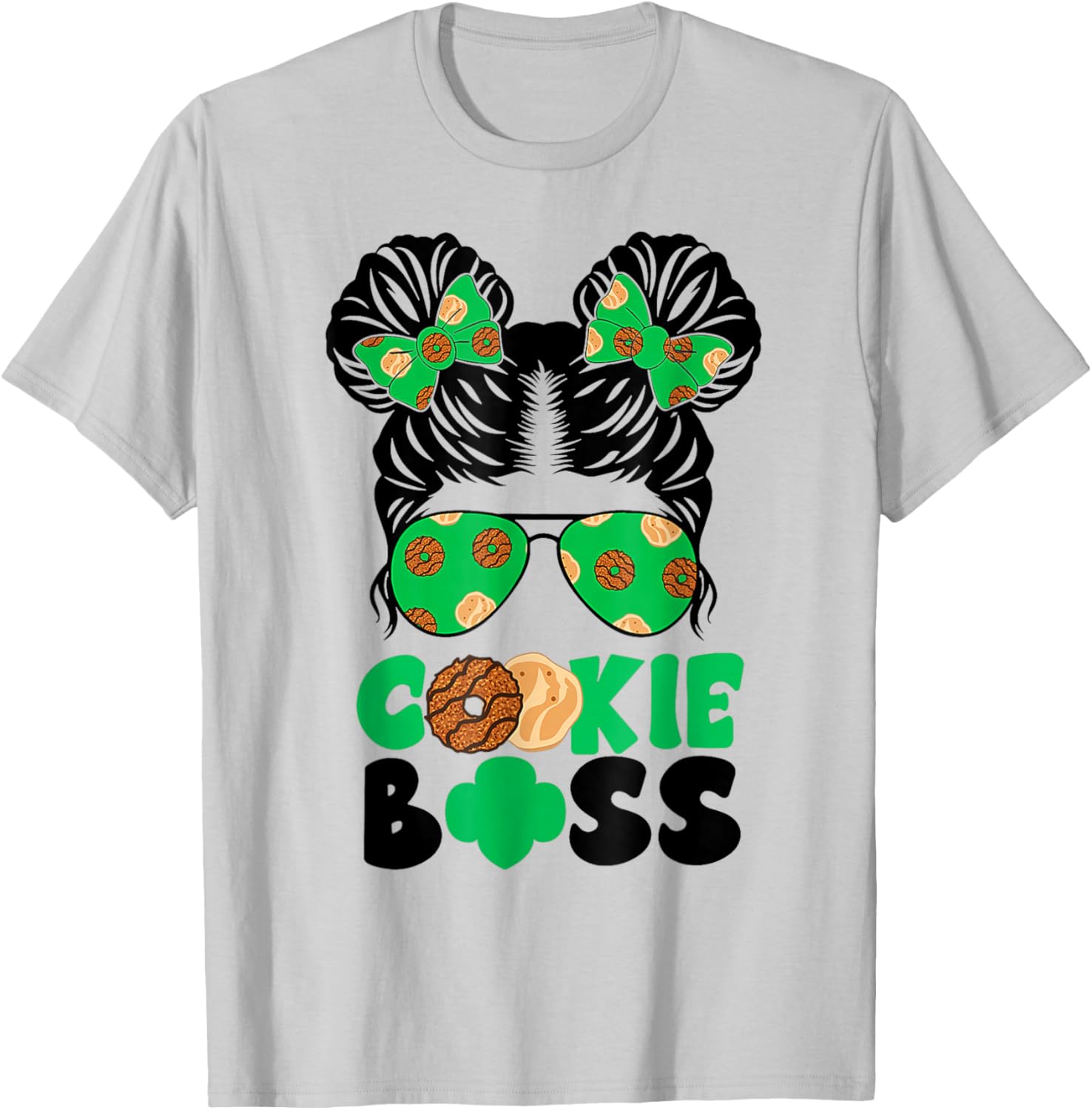 Scout Cookie Boss Girls Messy Bun Sunglasses T-Shirt for Kids - 20