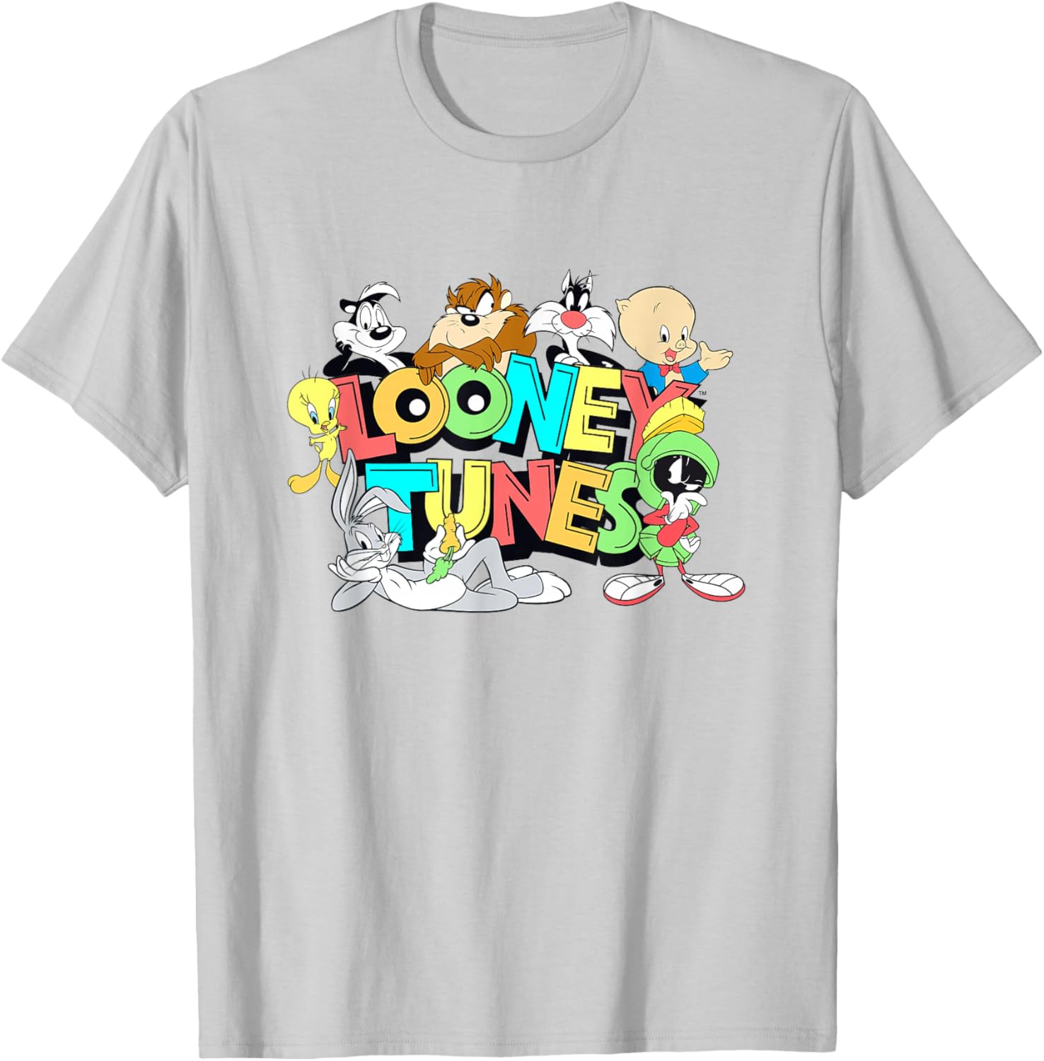Looney Tunes Retro Neon Pop Group Shot T-Shirt for Fun Style Fans - 8
