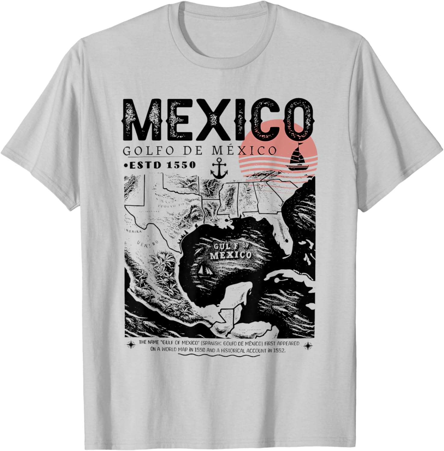 Gulf of Mexico 1550 History Facts T-Shirt for Ocean Lovers and Travelers - 13