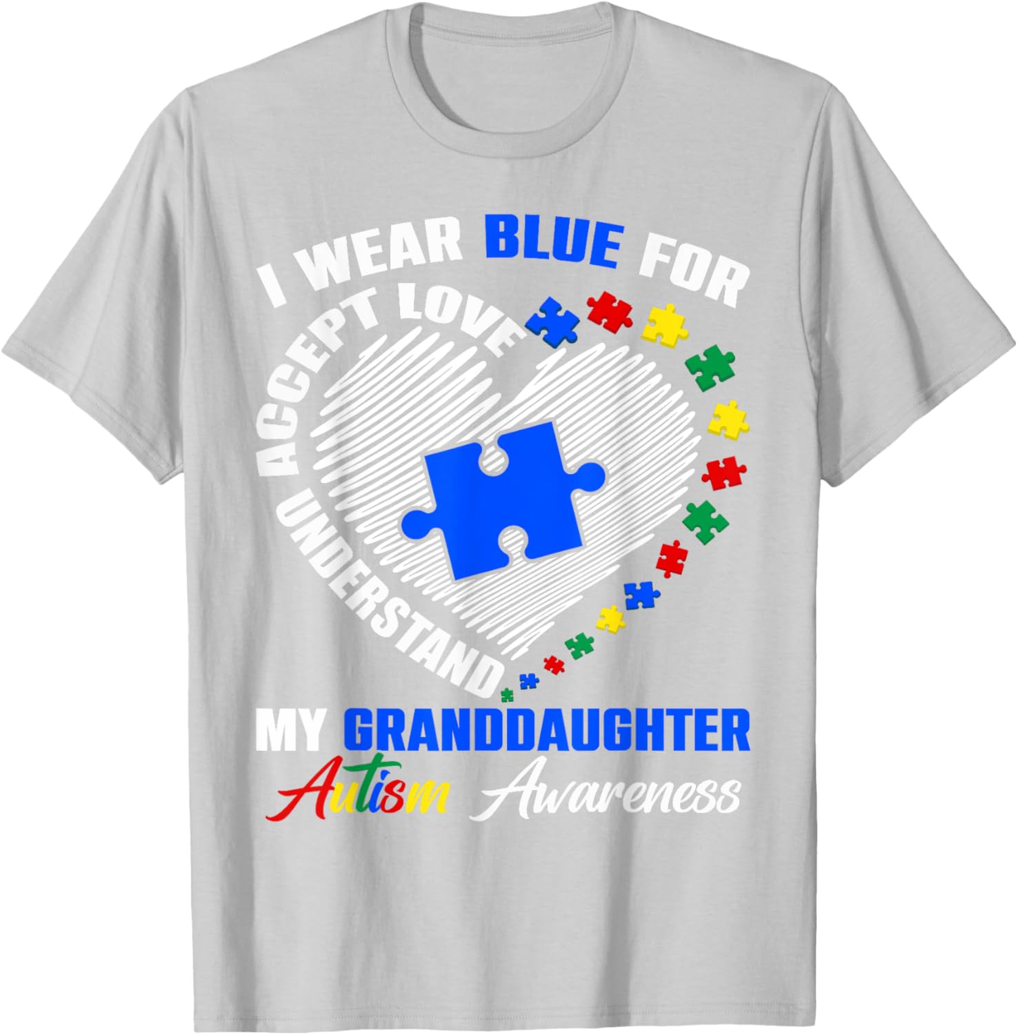 Blue Puzzle Pie T-Shirt for Autism Awareness - Perfect for Granddaughters - 7