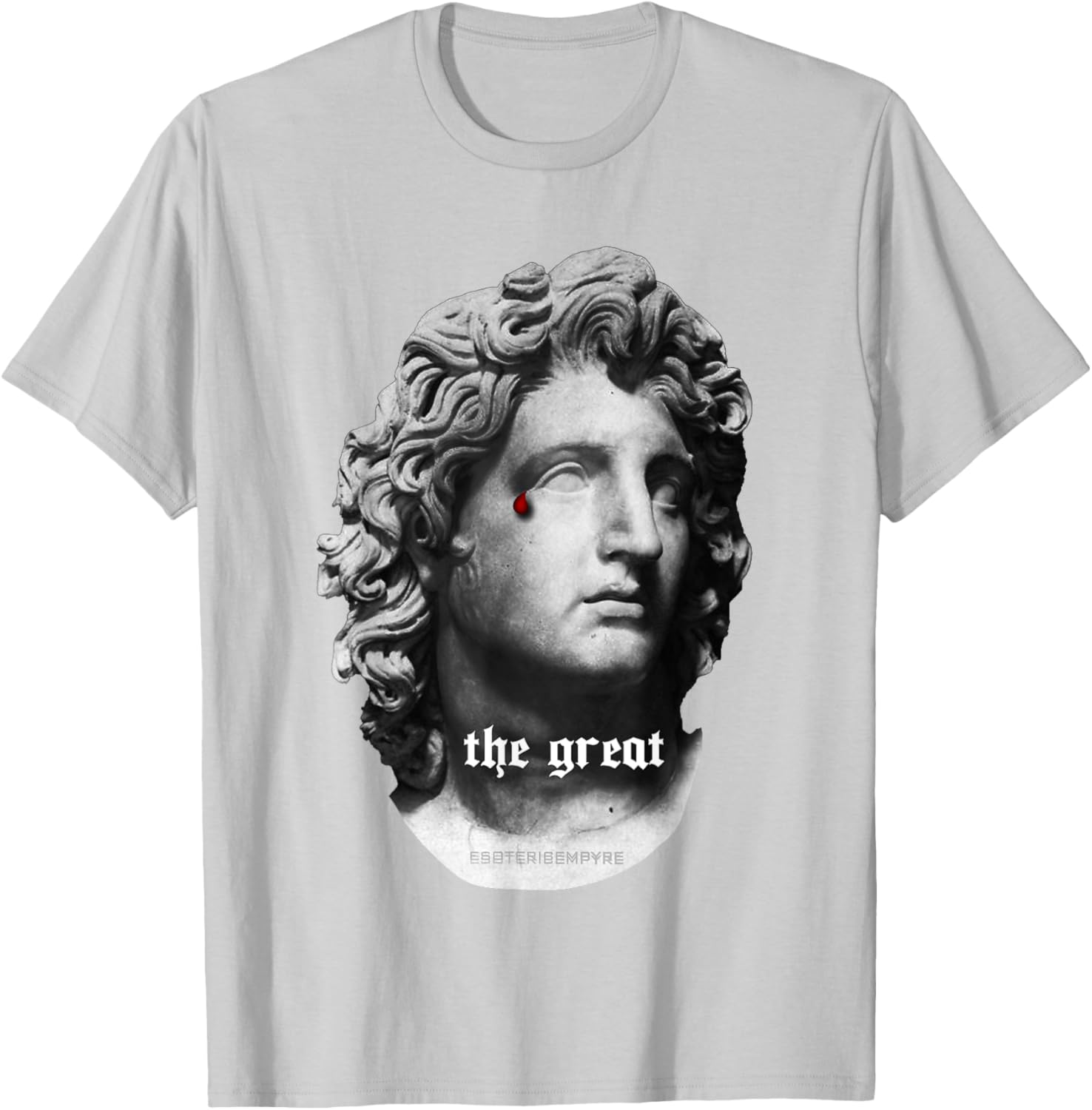 Alexander the Great Bust T-Shirt with Unique Bloody Teardrop Design - 11
