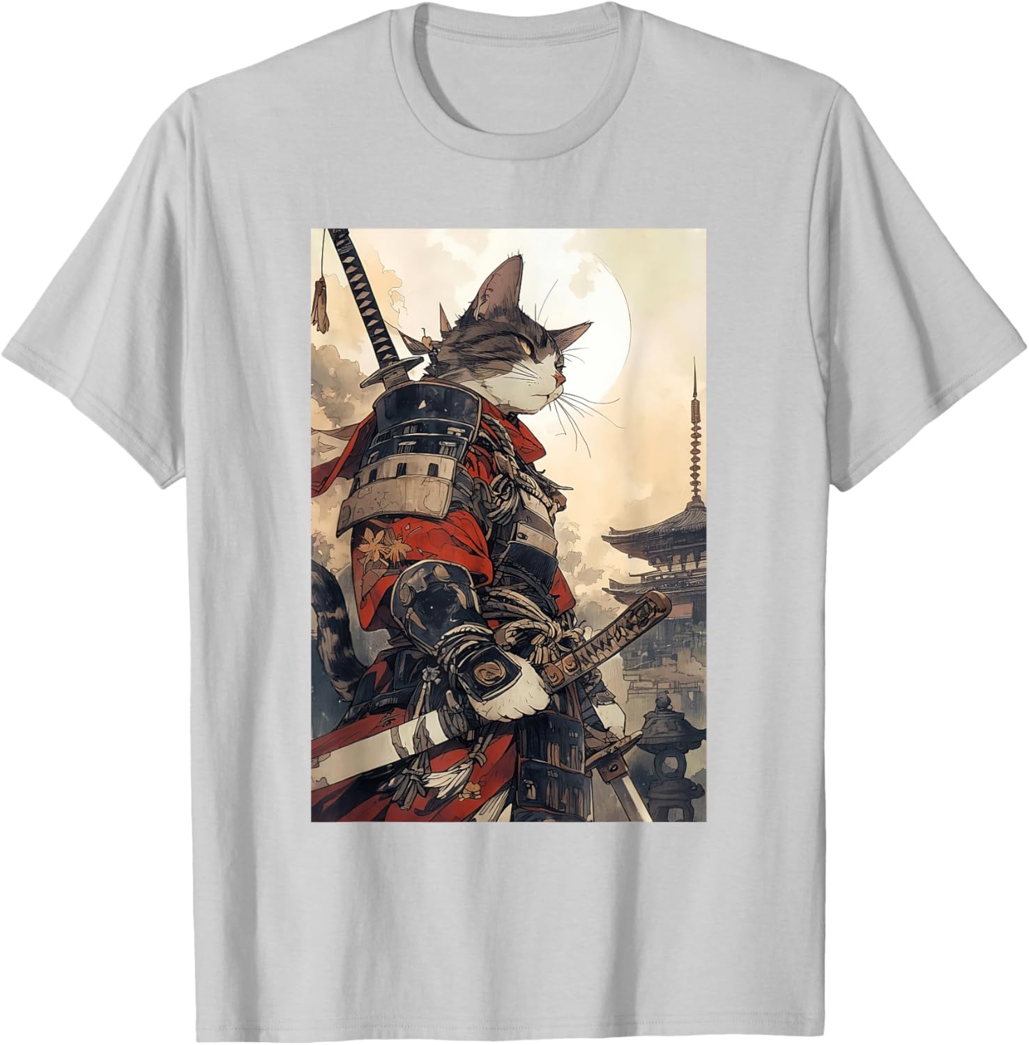 Samurai Cat Graphic Tee Vintage Japanese Art for Men, Women, Kids - 11