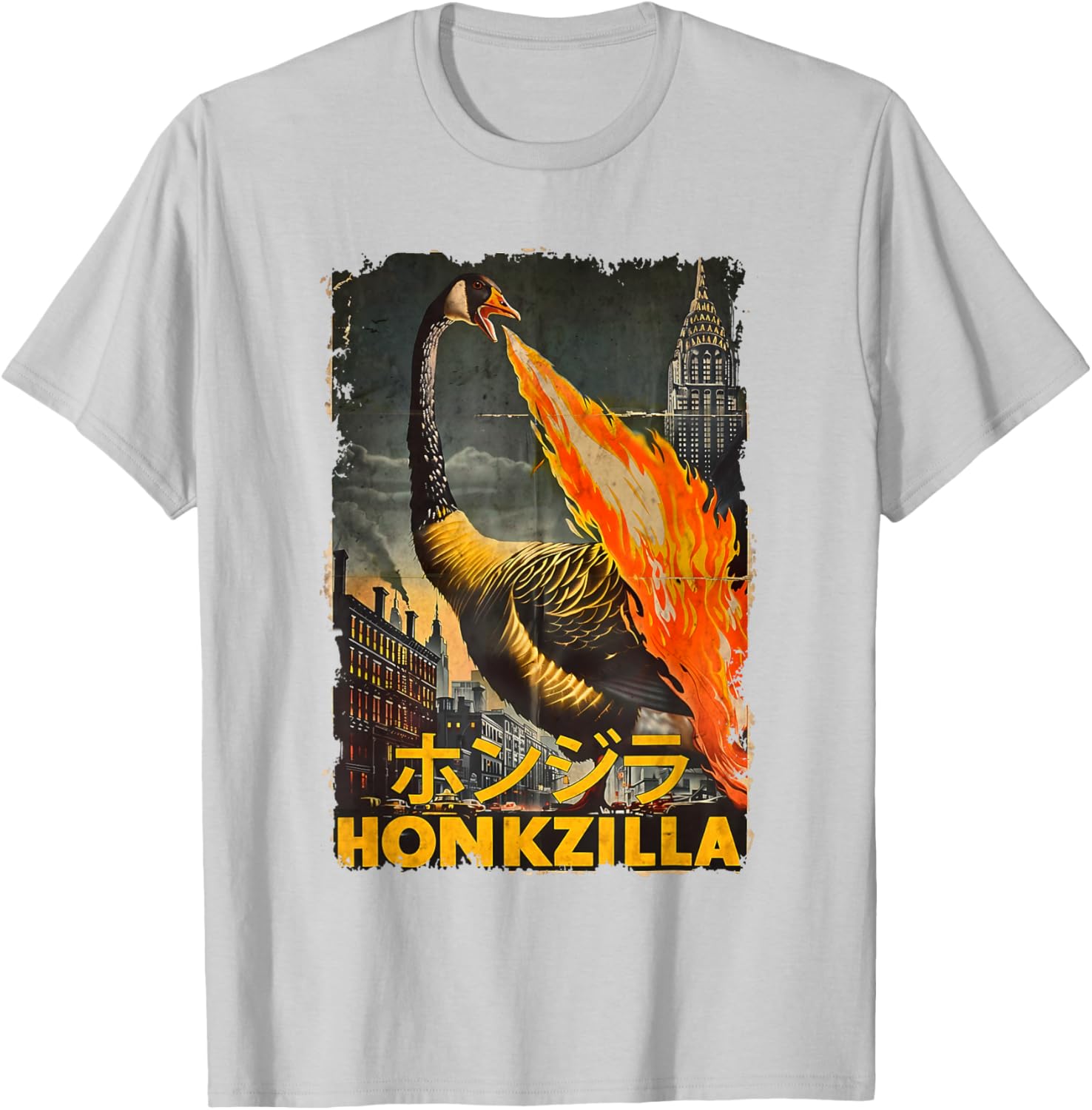 Vintage Honkzilla Silly Goose Catzilla T-Shirt for Fun, Quirky Style - 5