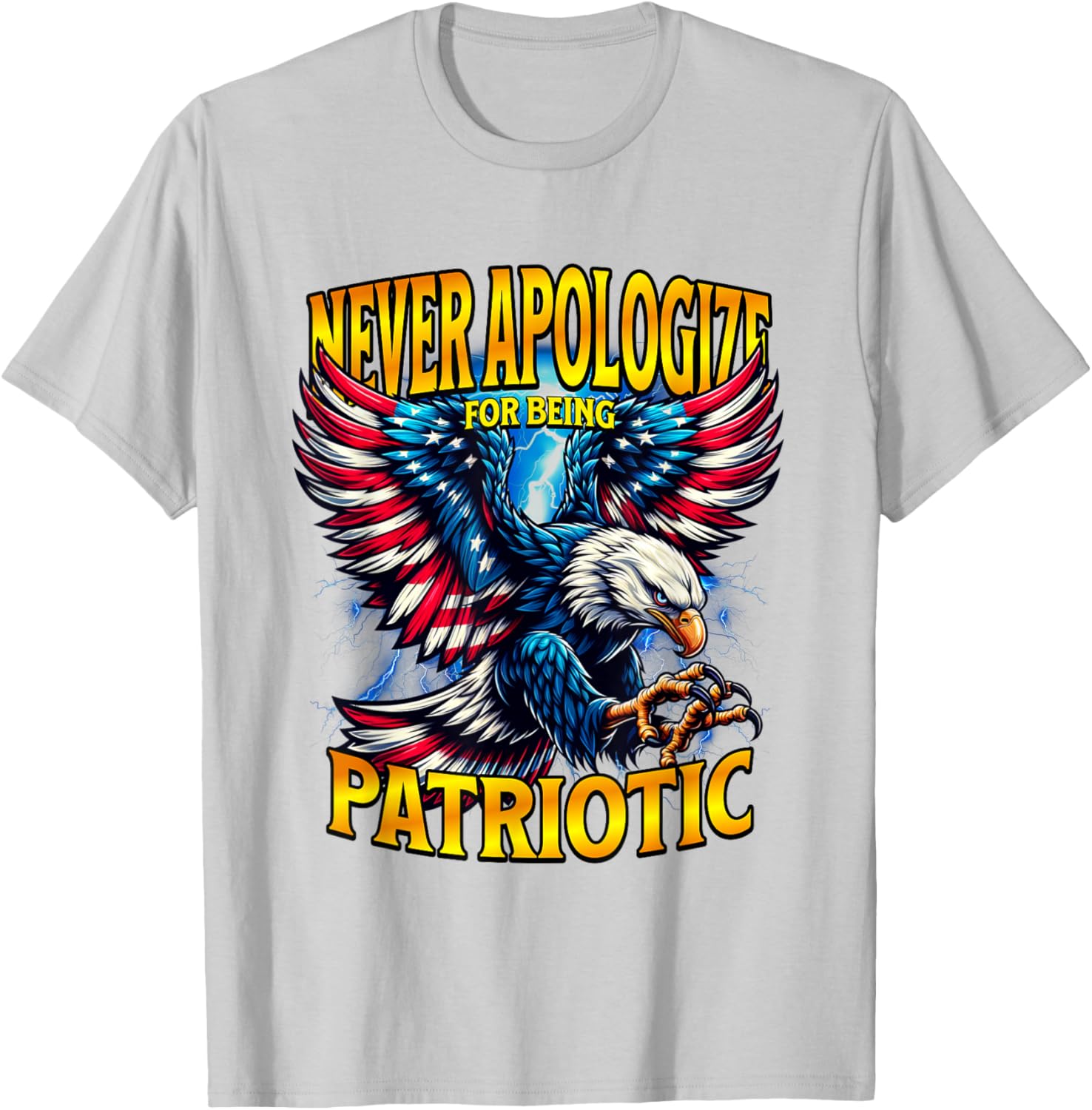 Never Apologize for Being Patriotic Eagle T-Shirt | American Flag Design - 6