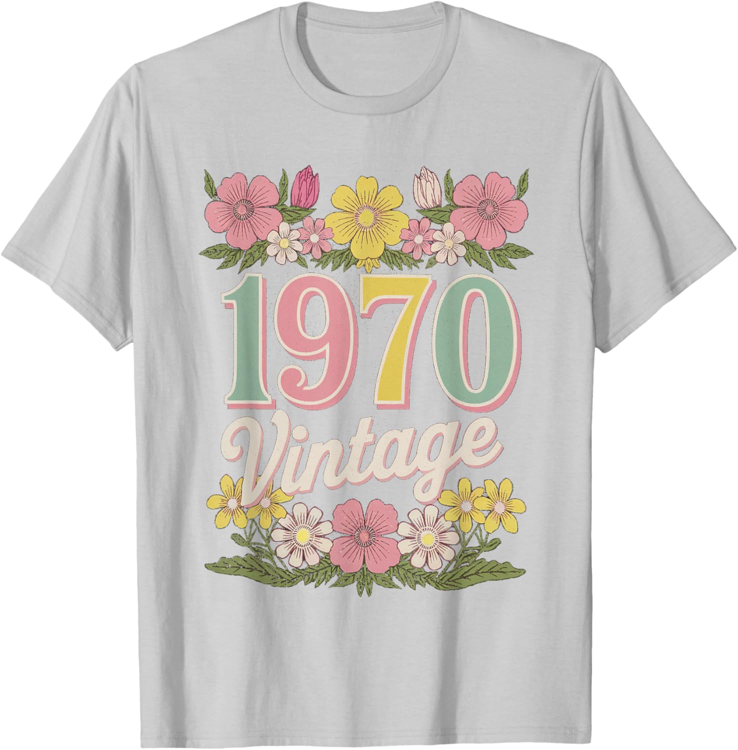 Vintage 1970 Retro Flower Birthday T-Shirt for Daughters and Women - 16