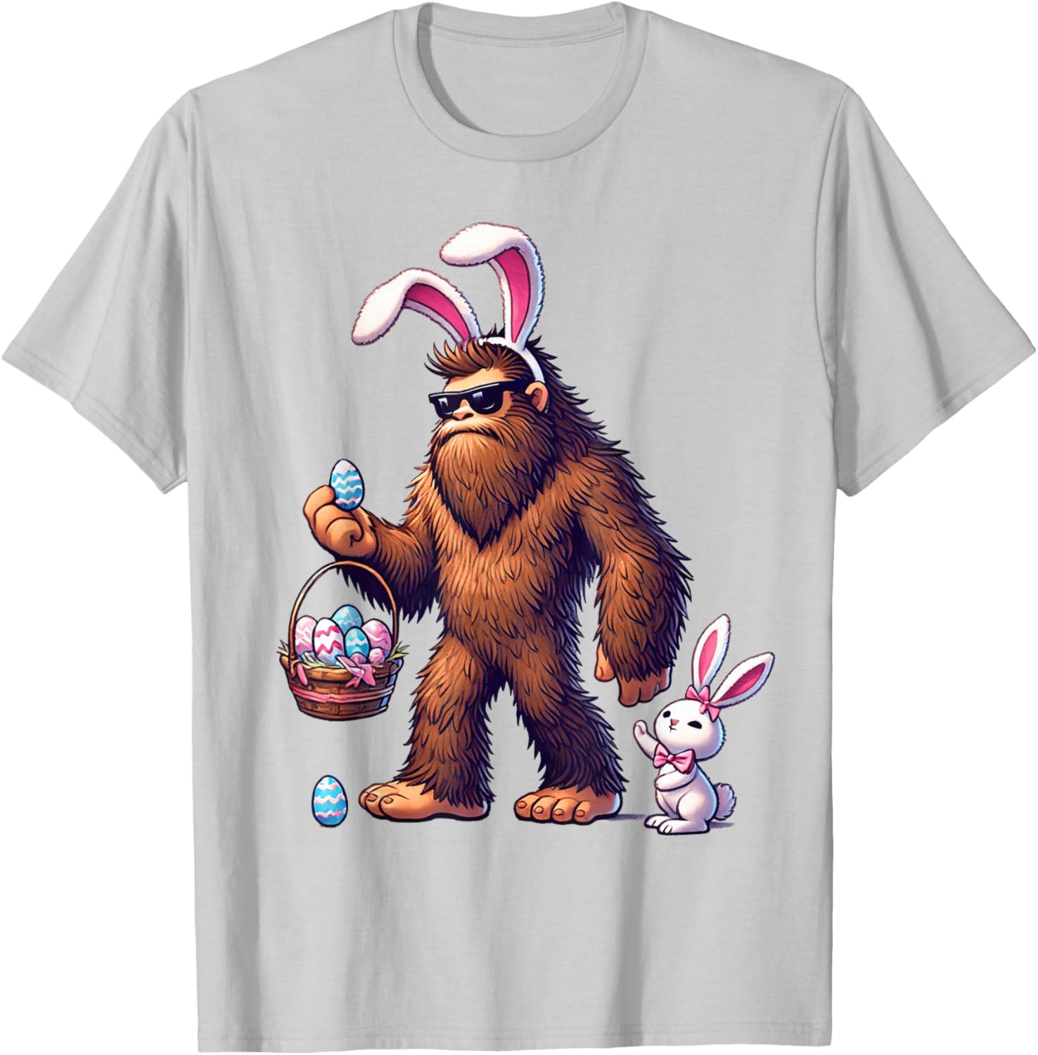 Bigfoot Sasquatch Bunny Easter Eggs T-Shirt for Kids and Men - 6