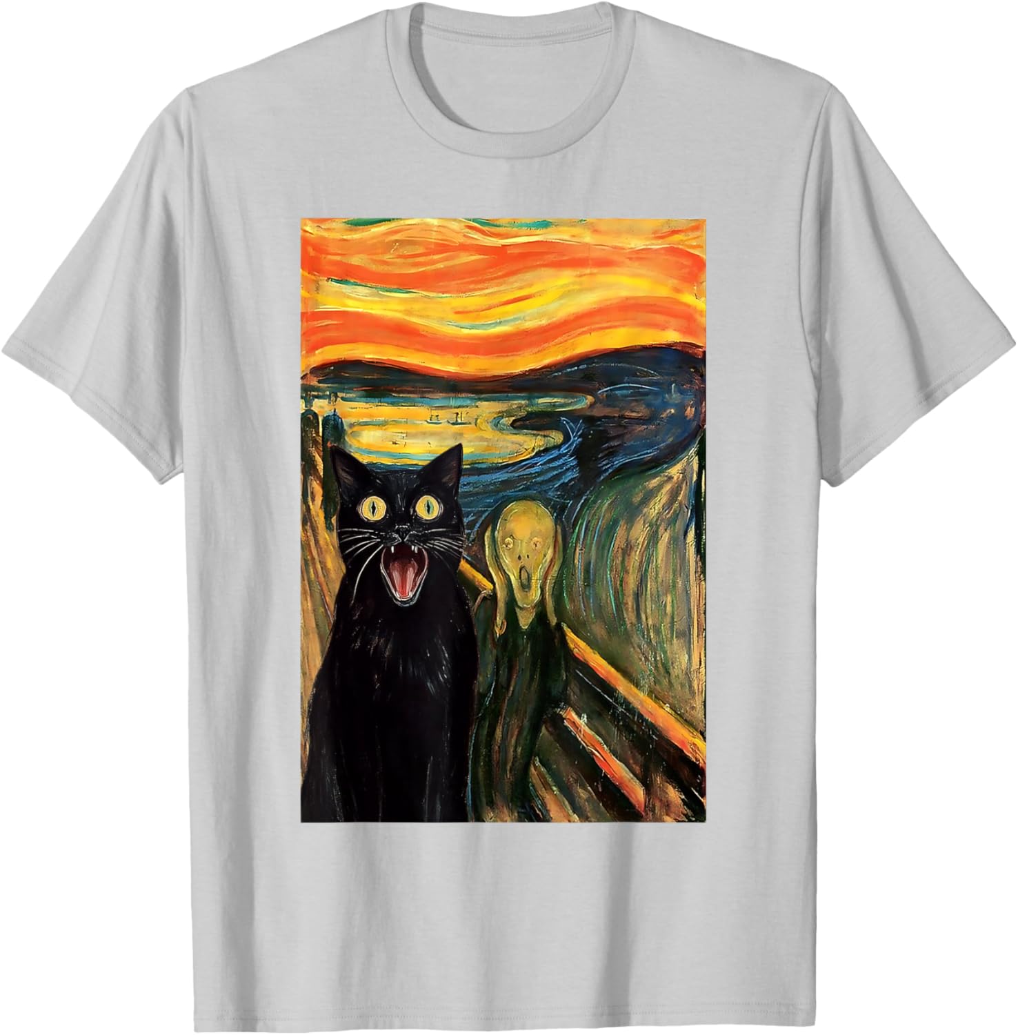 Funny Black Cat Scream Parody T-Shirt for Cat Lovers and Fans - 13