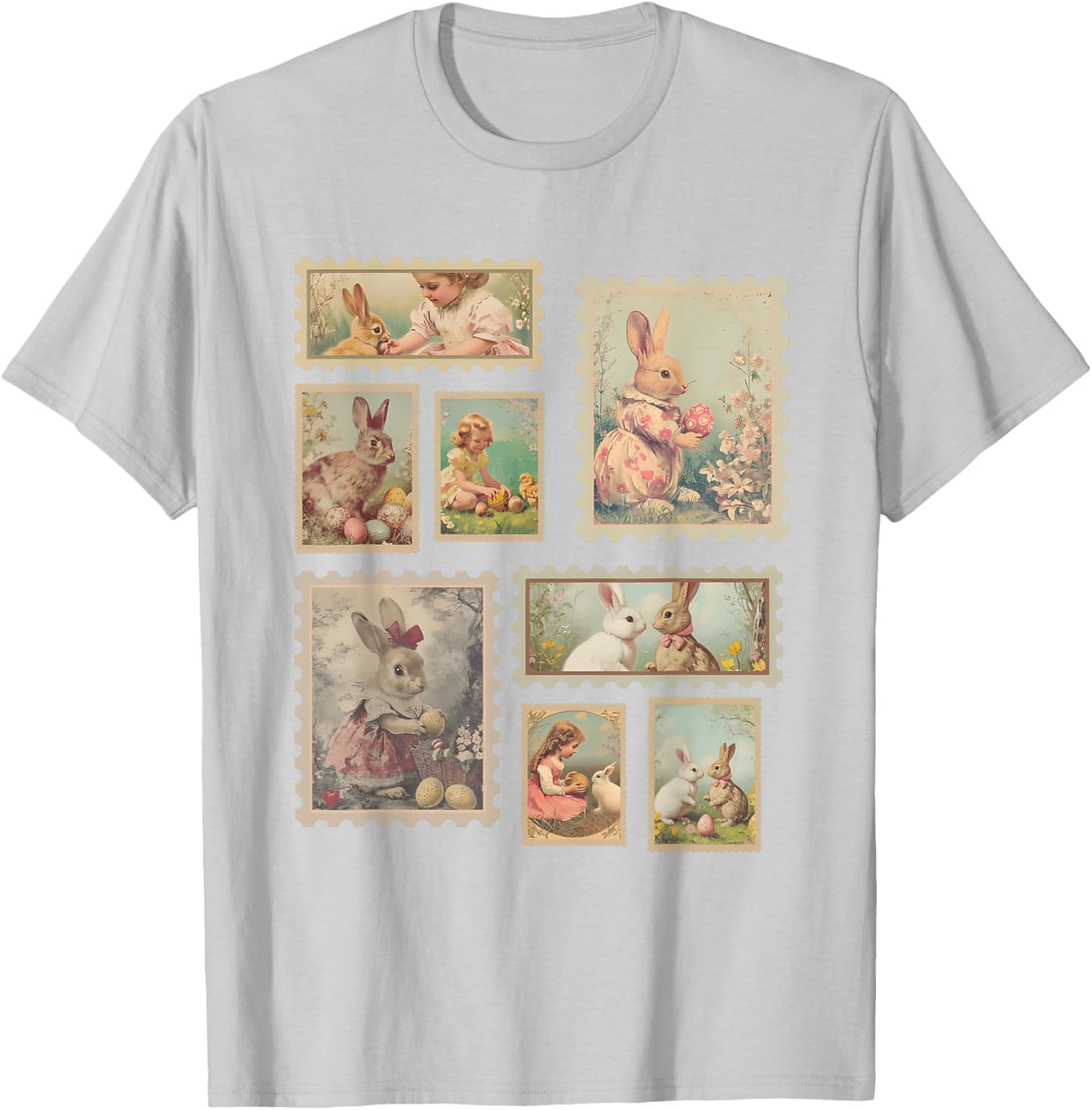 Retro Easter Bunny T-Shirt for Women Cute Spring Fashion Top - 20