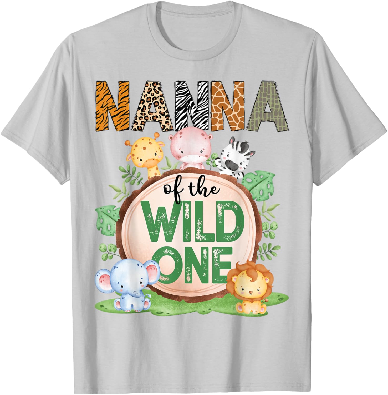 Nanna Of The Wild One 1st Birthday Safari Jungle T-Shirt for Kids - 7